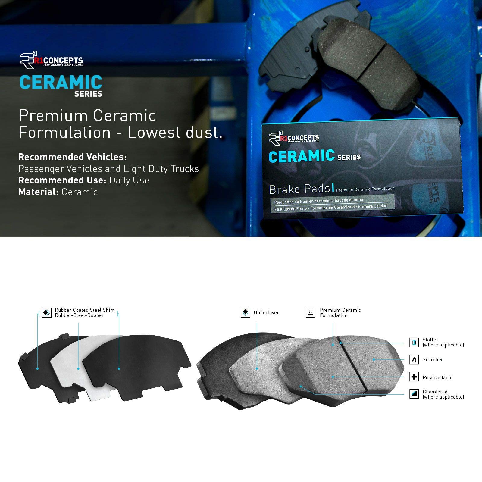 R1 Concepts Front Rear Brakes And Rotors Kit |Front Rear Brake Pads| Brake Rotors And Pads| Ceramic Brake Pads And Rotors |Hardware Kit|Fits 2011-2017 Bmw X3, 2015-2018 Bmw X4