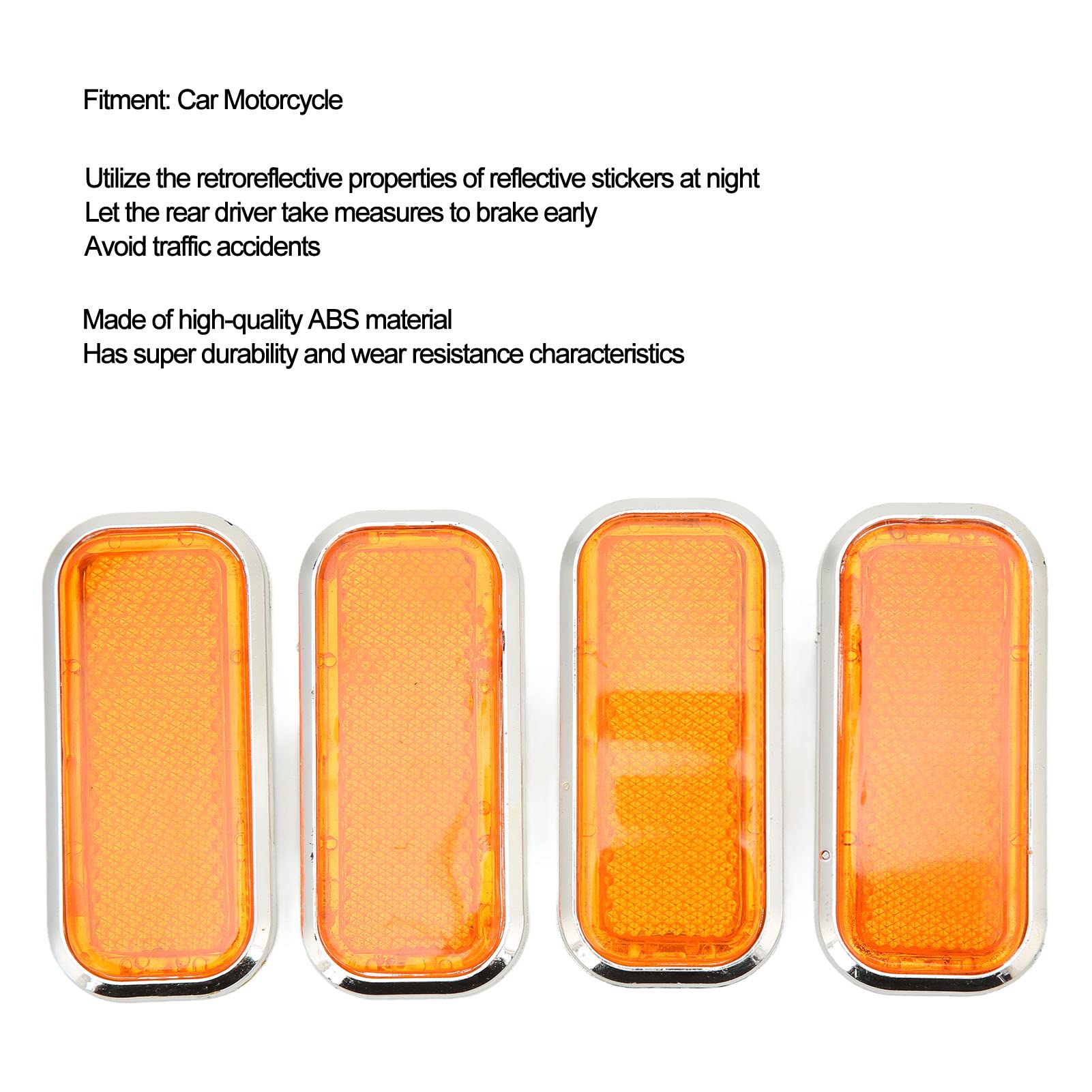 4pcs Rectangular Reflector Safety, KIMISS Universal Stick on Reflective Sticker Reflector holder High Visibility for Car Motorcy