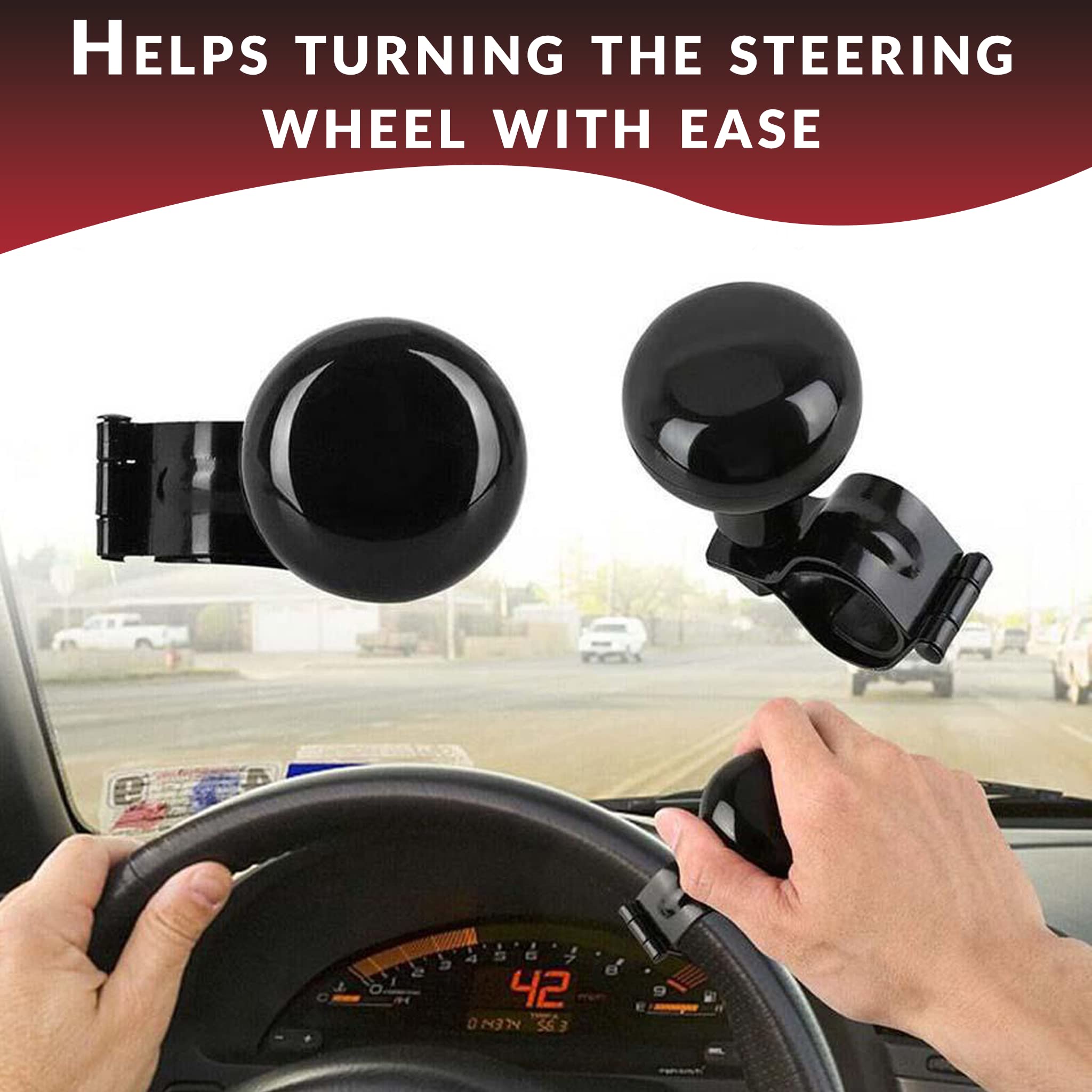 Zento Deals Classic Black Universal Fit Vehicle Steering Wheel Suicide Spinner Premium Quality Power Handles (Black 1)