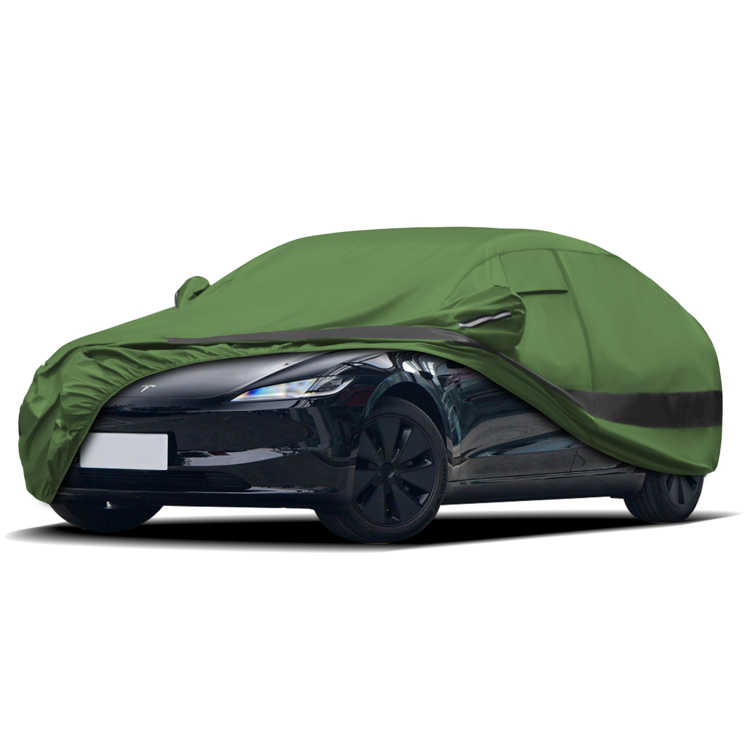 Jurmon Heavy Duty Outdoor Car Cover Compatible With Tesla Model 3,Waterproof All Weather For Automobiles, Outdoor Full Cover Rai