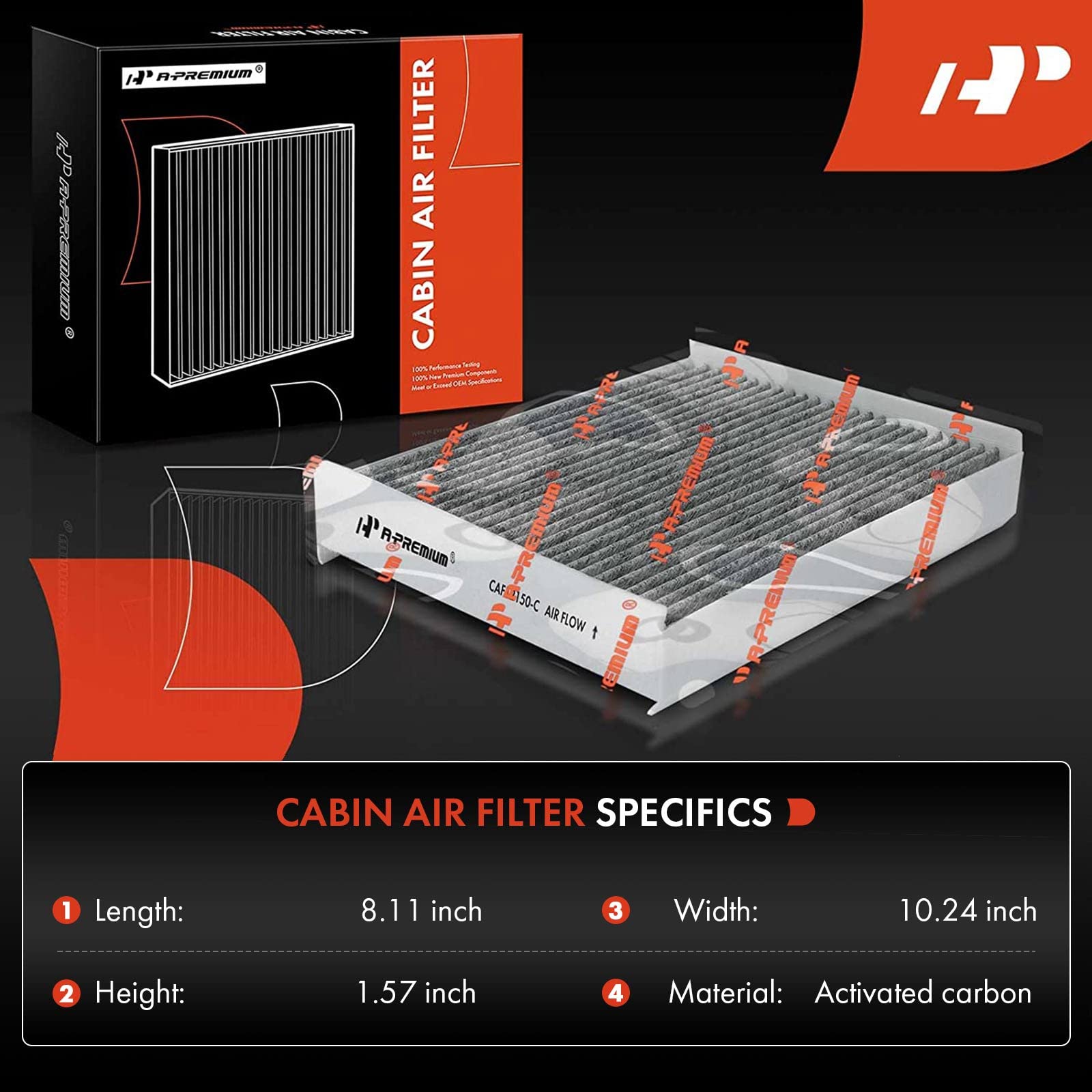 A-Premium Cabin Air Filter With Activated Carbon Compatible With Ford & Lincoln Models - F-150 (15-22), F-250 F-350 F-450 Super Duty (17-22), F-550 Super Duty, Expedition (18-22), Navigator (18-23)