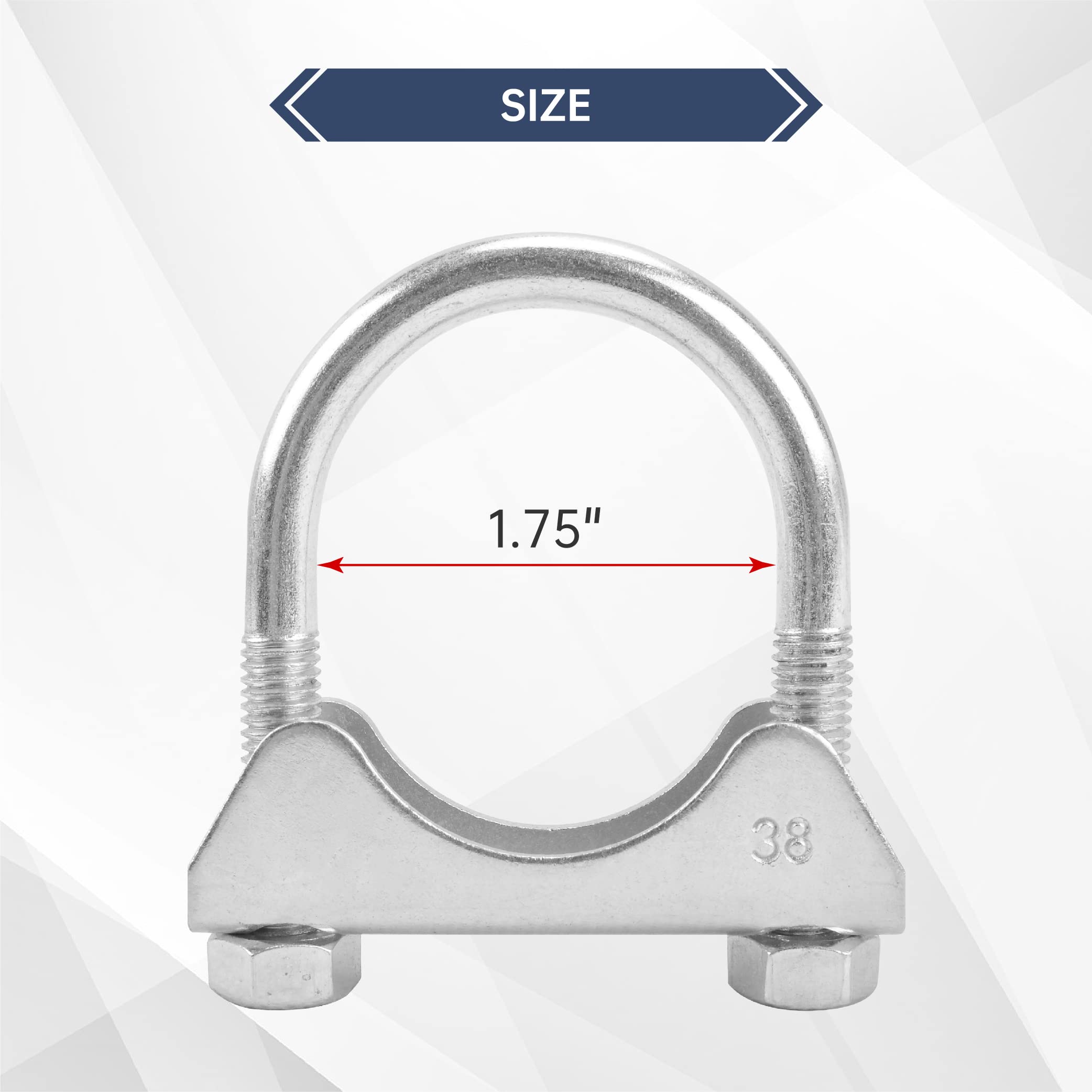 Batoneco 1.75'' U Bolt Clamp, Muffler Exhaust Clamps,1-3/4 Inch Saddle Style Heavy Duty Mild Steel(2-Pack)