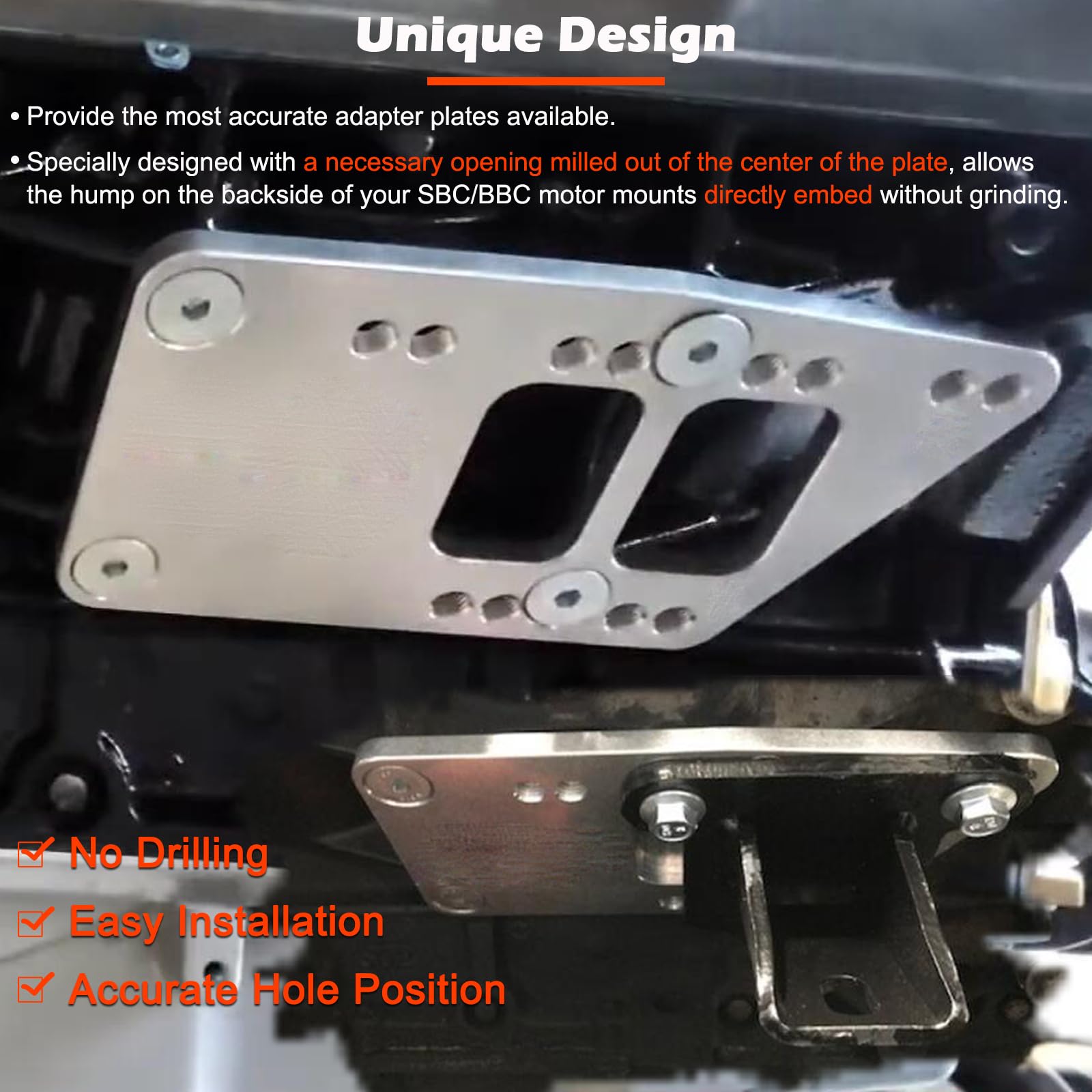 For Ls Swap Motor Mounts Adapter Plates - Adjustable Universal Conversion Bracket Small Block Set Perfect For Sbc Ls Engines, Fi