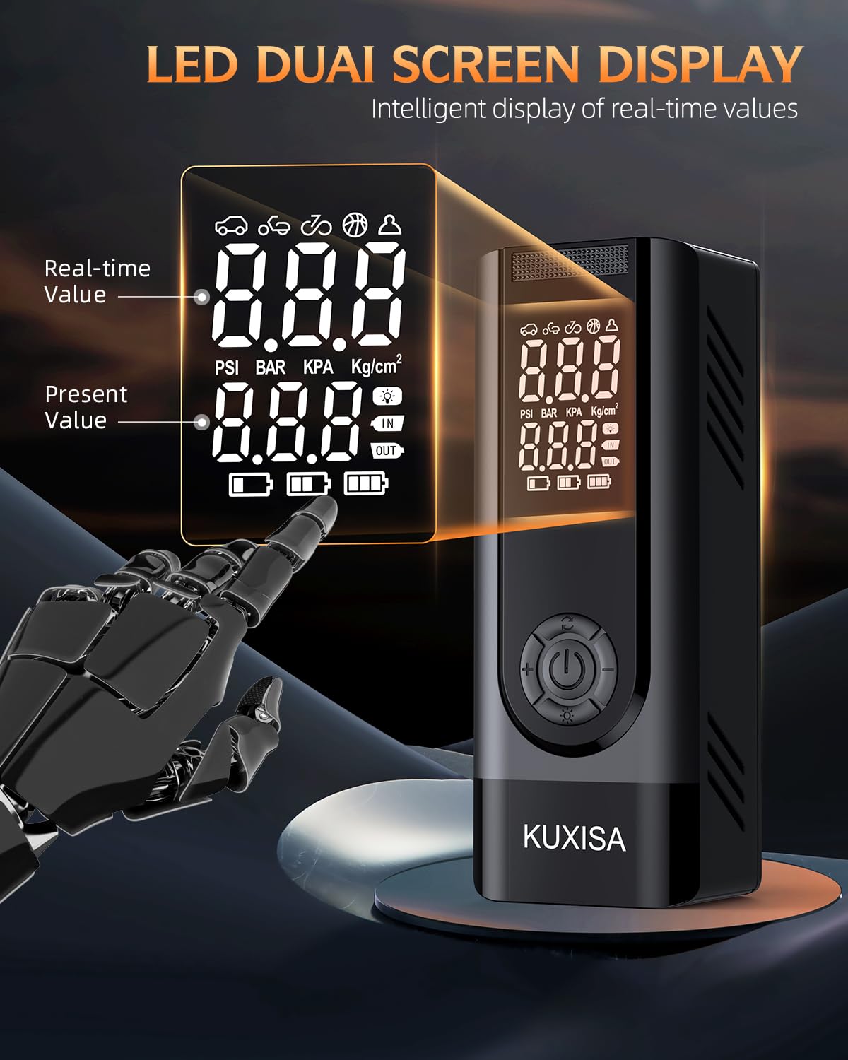 Tire Inflator Portable Air Compressor - 180Psi Air Compressor With Tire Pressure Gauge, 25000Mah & 3X Faster Portable Air Pump F