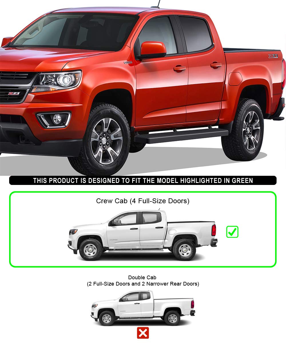 Aps (Black 6 Inches) 304 Stainless Steel Running Boards Nerf Bars Side Steps Compatible With Chevy Colorado Gmc Canyon 2015-2024 Crew Cab