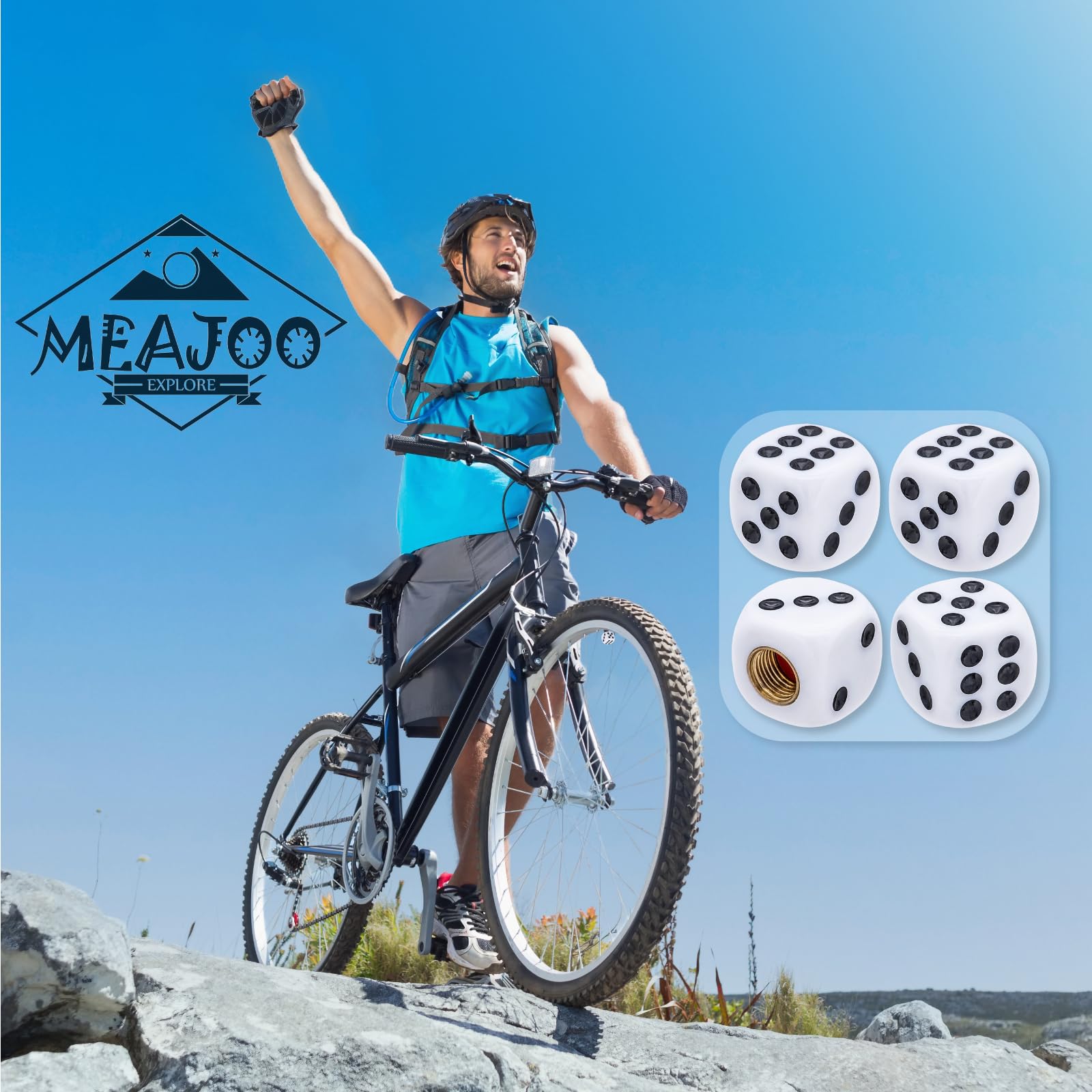 MEAJOO 8PCS Dice Tire Valve Stem Caps,Waterproof Airtight Car Wheel Tire Air Caps Universal Tire Valve Stem Covers for Cars, SUV