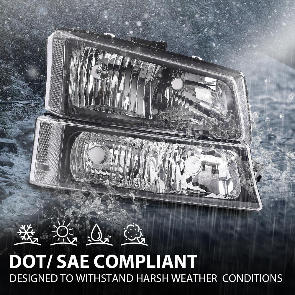 G-Plus Headlights Compatible With Chevy Avalanche 1500 2500/Fit Chevy Silverado 1500 2500 3500 2003-2006/Fit Chevy Silverado 150
