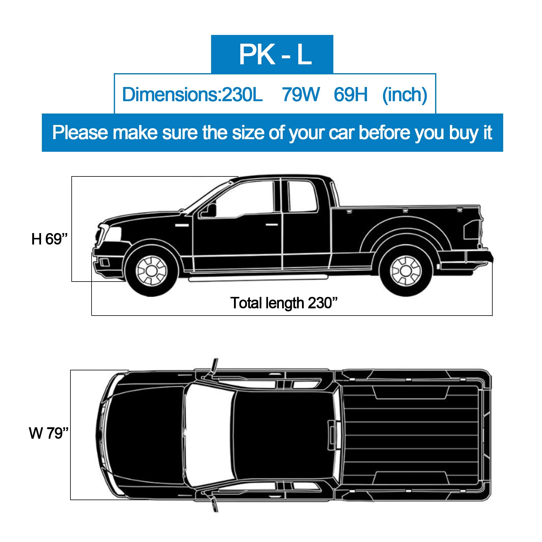 Holthly 10 Layers Truck Cover Waterproof All Weather. Pickup Truck Cover Rain Snow Uv Dust Protection. Length: 210-230 Inches, U