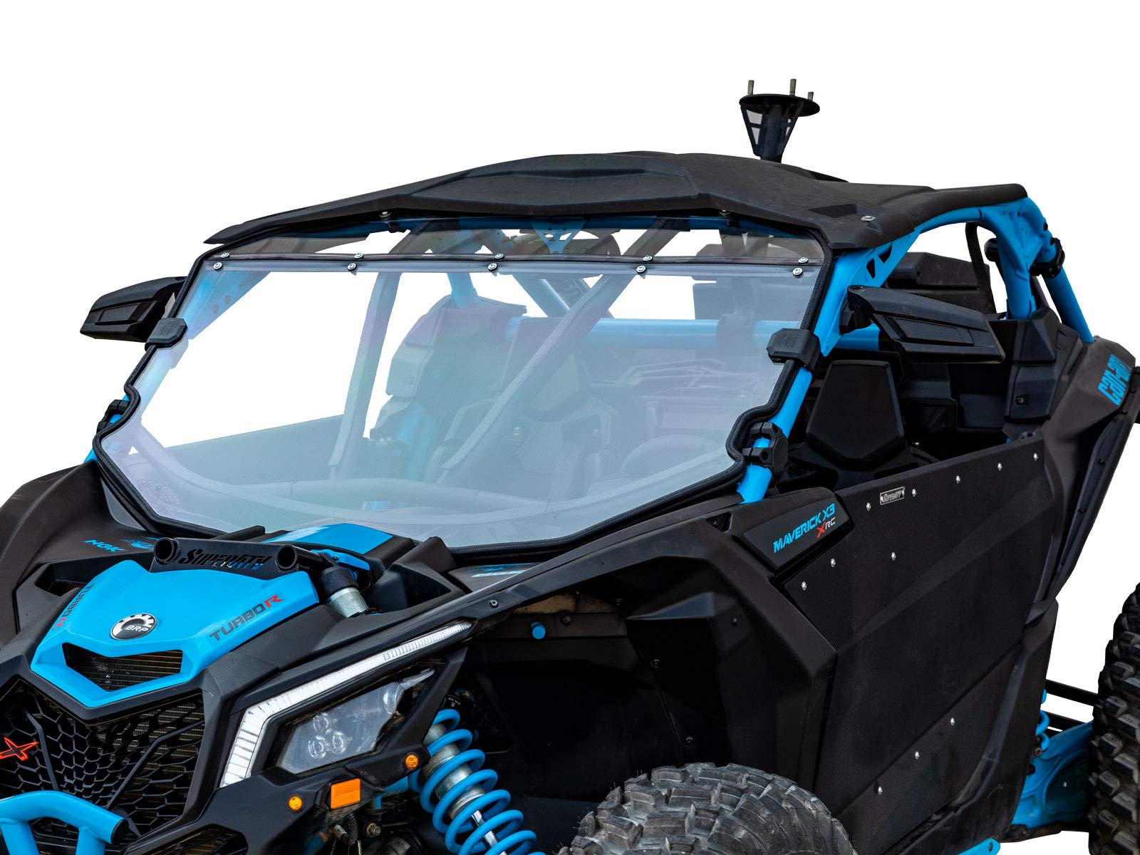 Superatv Heavy Duty Full Windshield For Can-Am Maverick X3 900 / X3 Turbo / X3 X / X3 Max (See Fitment) | 1/4' Thick Clear Scratch Resistant Polycarbonate | 250X Stronger Than Glass | Made In The Usa!