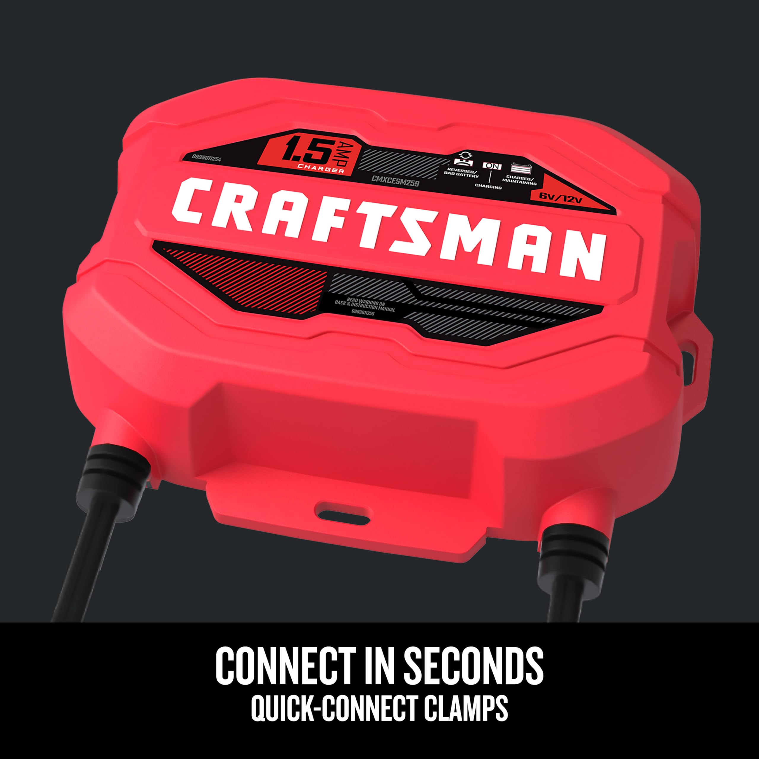 Craftsman 3-In-1 Fully Automatic Automotive Battery Charger, Maintainer, And Desulfator, Cmxcesm259, 1.5 Amps, 6 Volt & 12 Volt, For Power Sport, Motorcycle, Car, And Boat Batteries