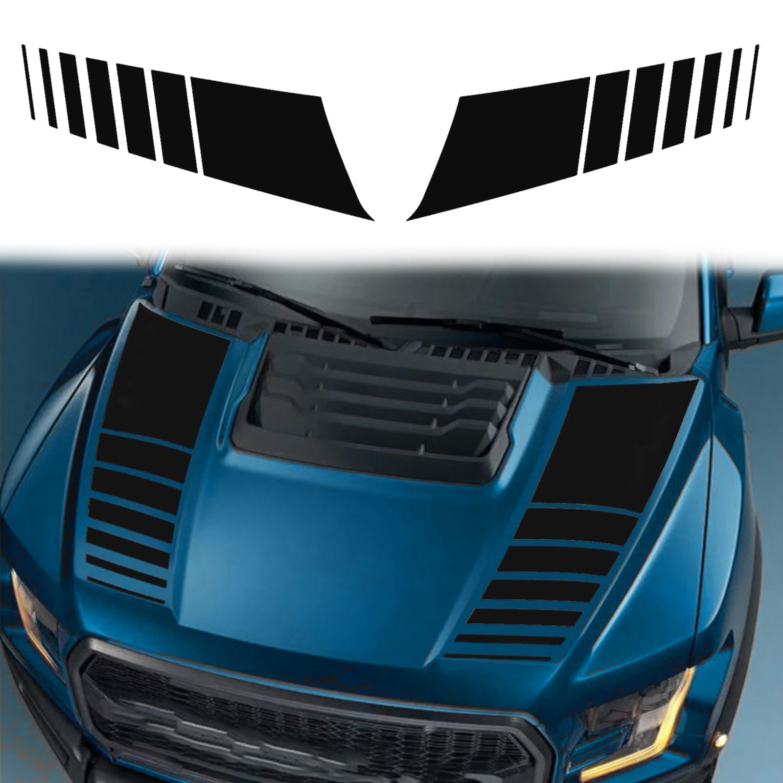 ramuel Compatible with 2PCS Car Hood Cover Vinyl Stripe Stickers Racing Stripes Auto Bonnet Hoods Bumper Decoration Decals Graph