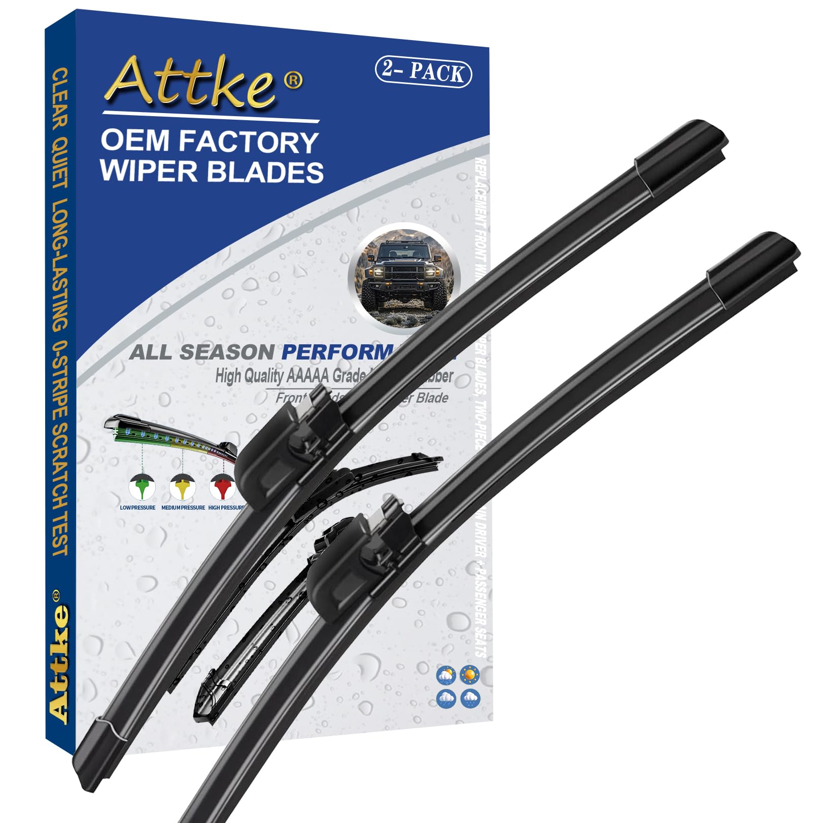 Attke Front Windshield Wiper Blades For Audi A8 S8 2003-2010 Genuine Replacement Wiper Blade Set 22''/22'' (Set Of 2)