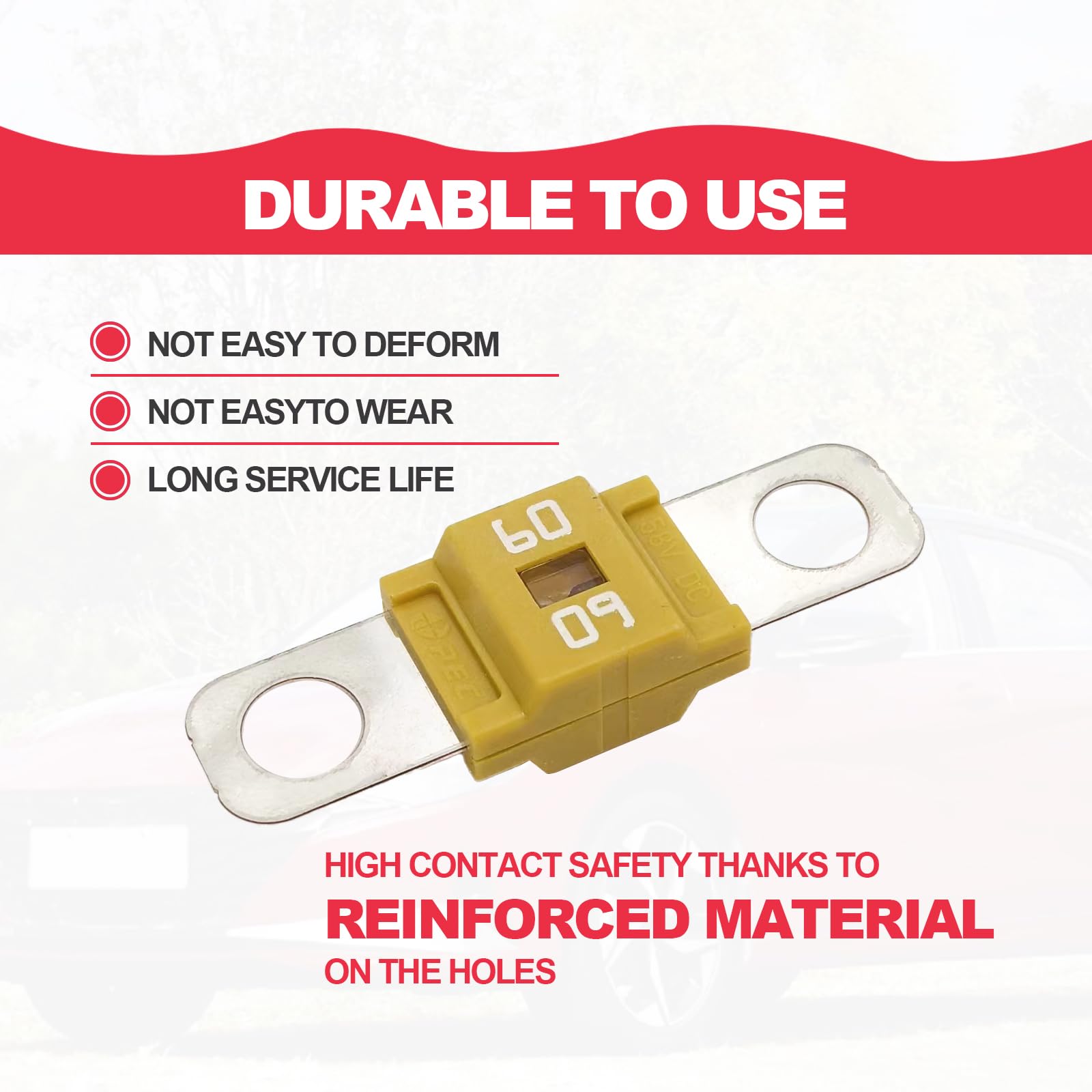 Pack of 3 AMI/Midi Fuse 60 Amp High Current Fuse Bolt-on Fuse, commonly Used in Cars, Trucks, Construction Vehicles, Agricultura