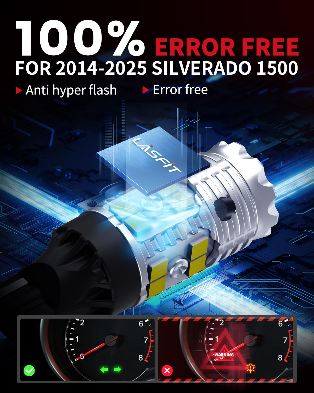 Lasfit 921 Led Reverse Backup Lights For 2014-2022 2023 2024 2025 Silverado 1500, Canbus Ready 912 W16W 904 916 2835 Exterior Re