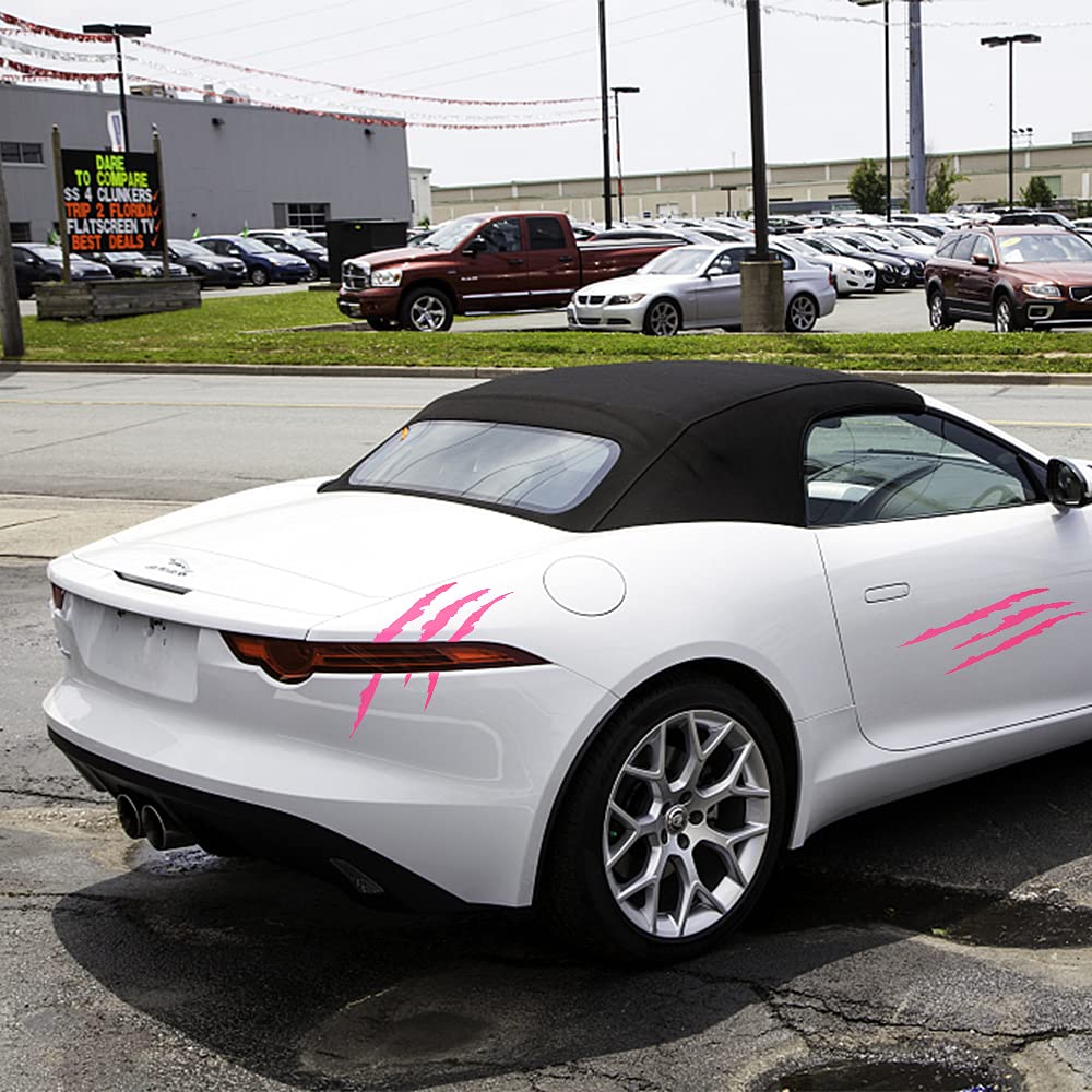 Ygmoner 2 X Fluorescent Pink Claw Marks Decal Car Headlight Decoration Stickers 16 X 5Inch (Pink)