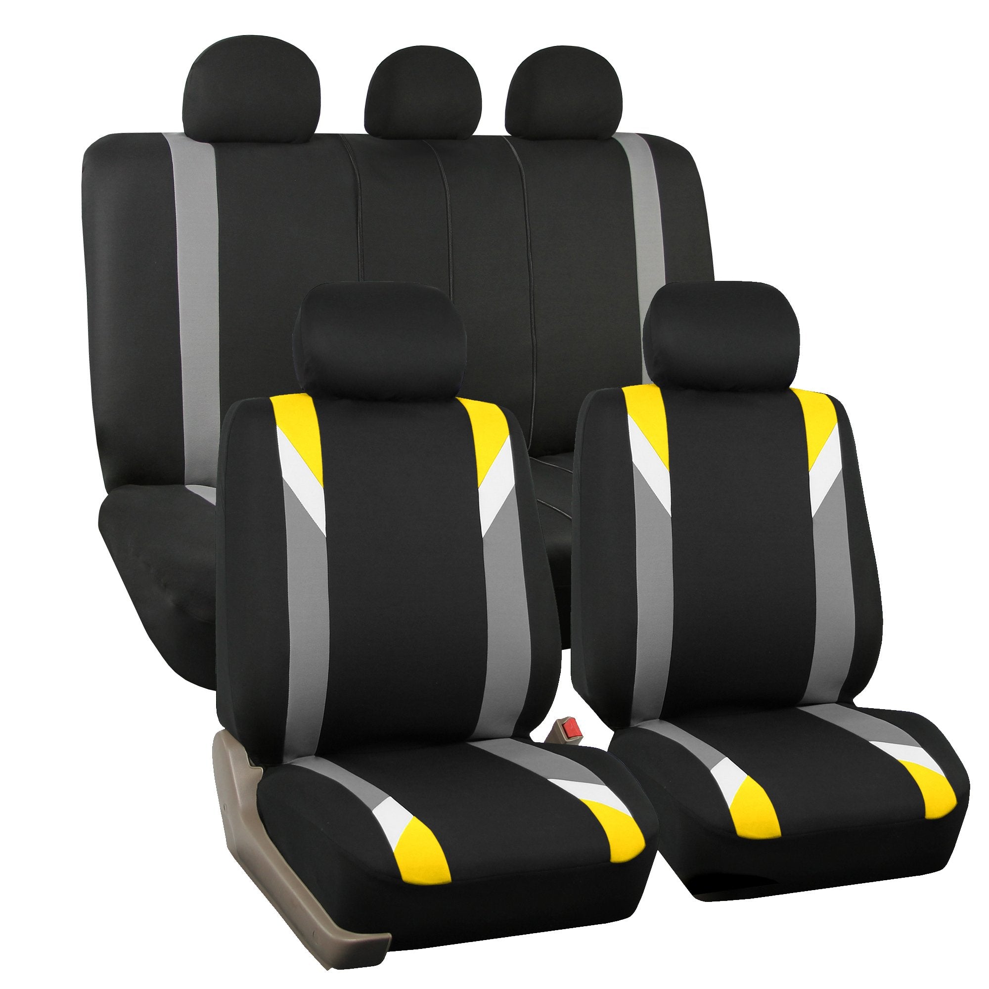 Fh Group Car Seat Covers Full Set Cloth-Seat Covers For Low Back Car Seats With Removable Headrest,Universal Fit,Automotive Seat