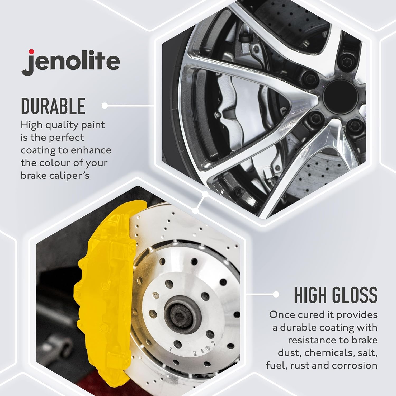 Jenolite Brake Caliper Paint | Yellow | Restore & Transform Car Brake Calipers | Ral 1018 | 400Ml (13.5Fl Oz)
