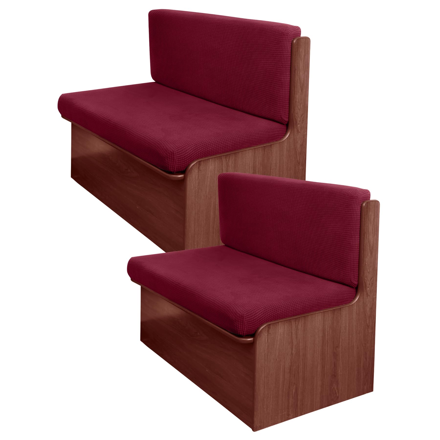Fuangui Rv Dinette Cushion Covers - Stretch Camper Cushion Booth Seats Replacement - Washable Sofa Furniture Protector (Wine Red