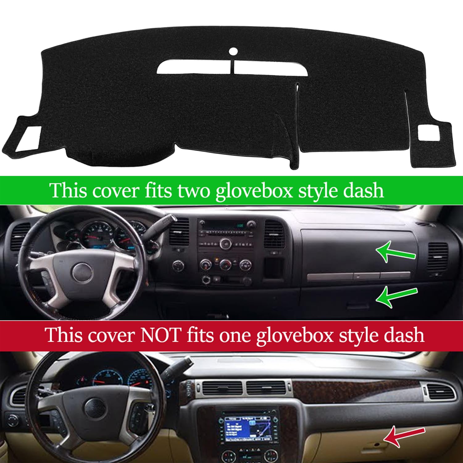 Dash Cover Custom Fit For Chevy Chevrolet Silverado 1500 Lt/Wt 2007-2013 2500 Hd / 3500 2007-2013, Gmc Sierra .Dashboard Pad Car
