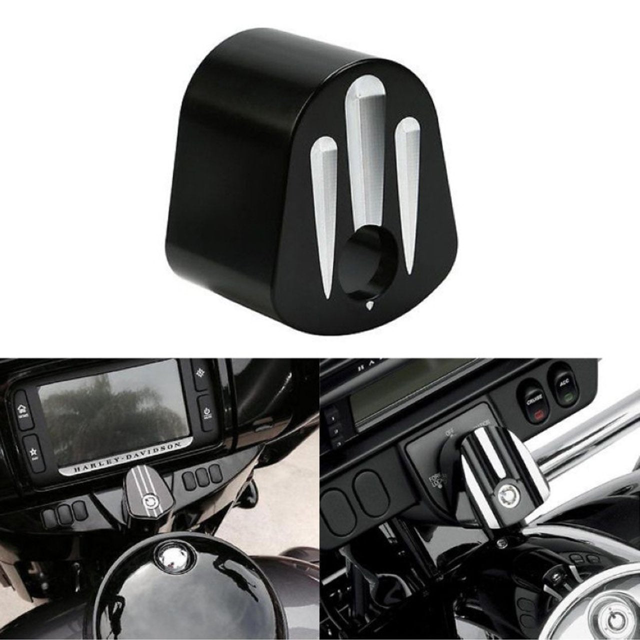 Katur Cnc Ignition Switch Cover Motorcycle Cnc Accessory Chrome Edge Cut Billet Aluminum Compatible With Harley Electra Street G