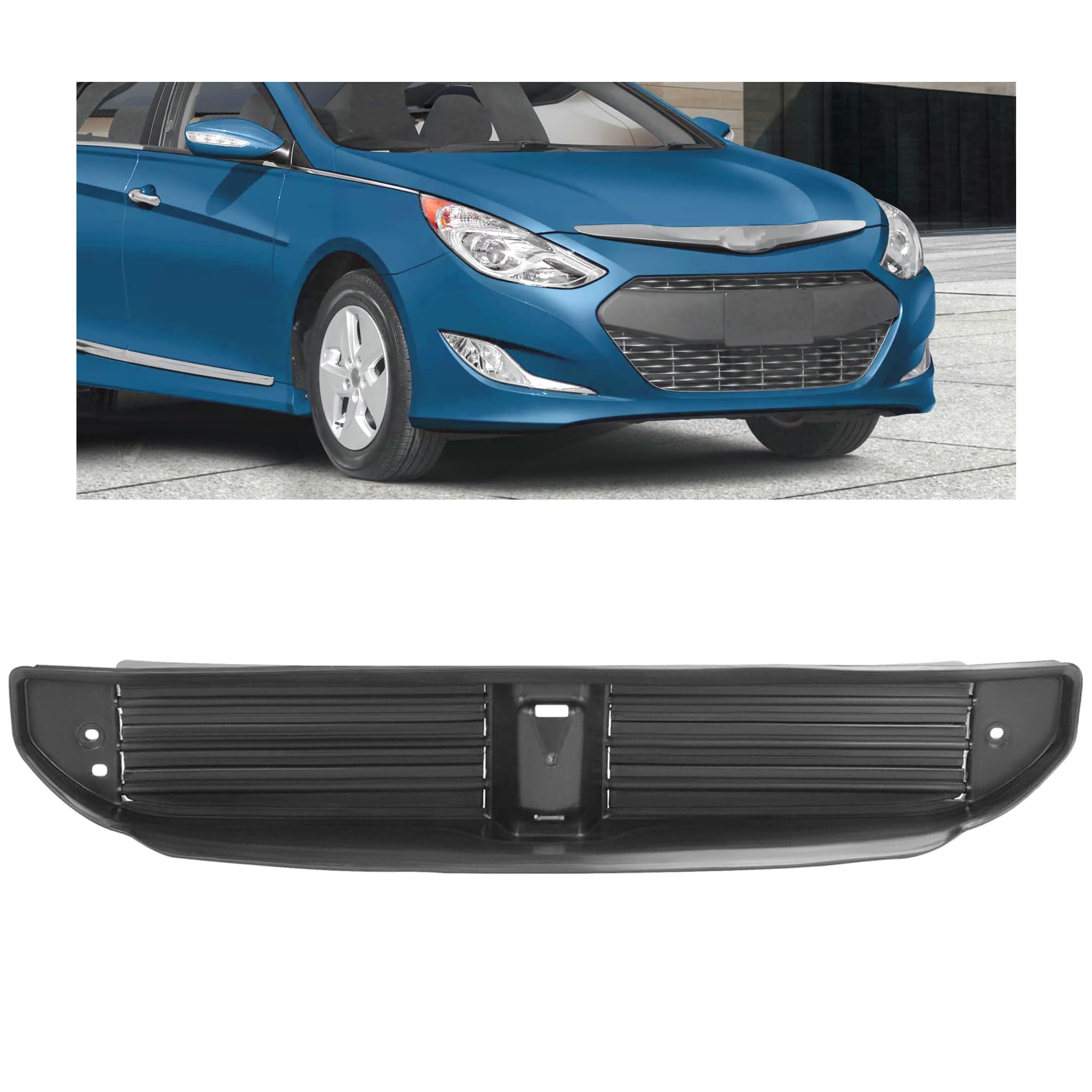 HECASA Grille Active Air Shutter Lower Flap Duct Deflector Compatible with 2011-2015 Hyundai Sonata Hybrid Replacement for 86381