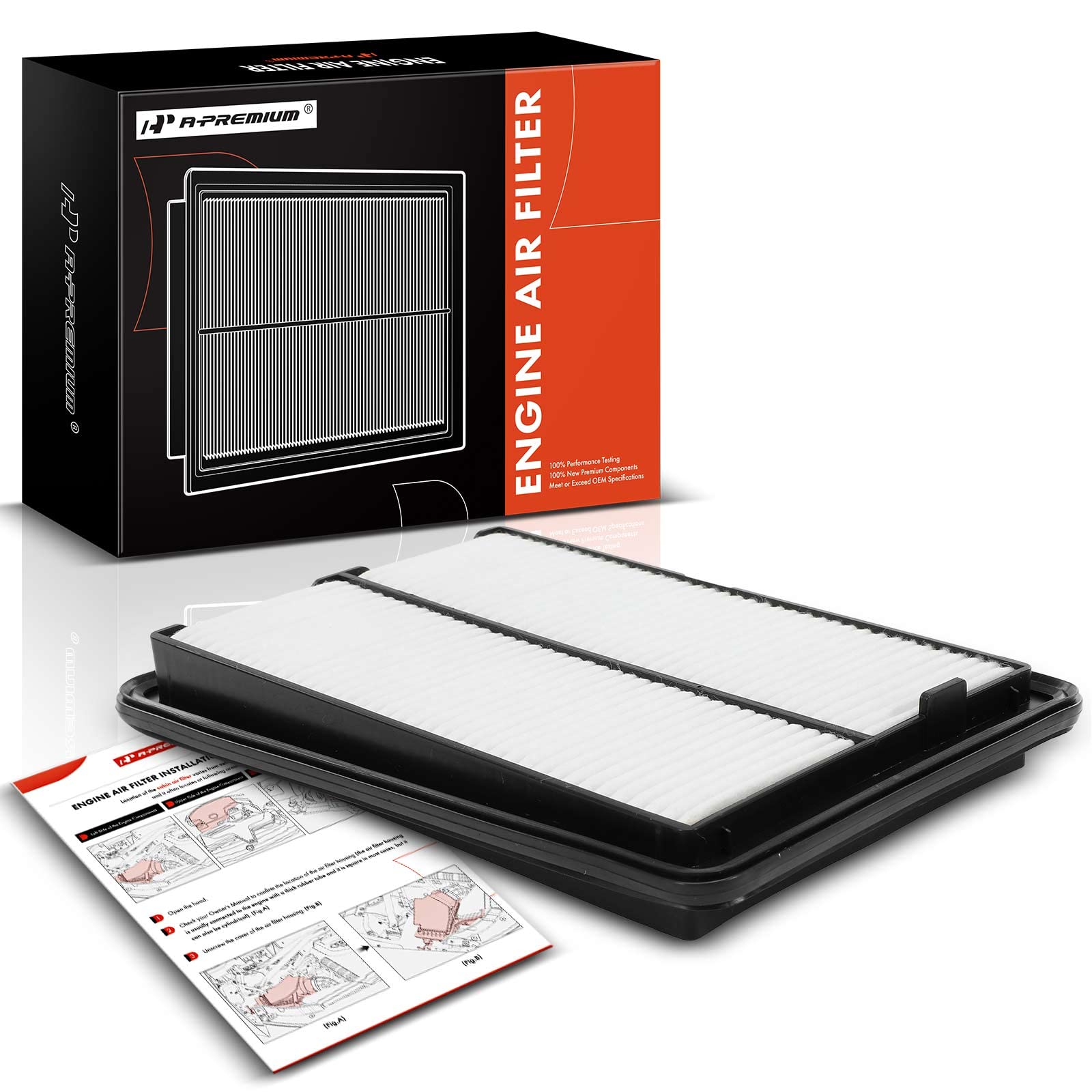A-Premium Engine Air Filter Compatible with Nissan Models - Rogue(2014-2020), Rogue Sport(2017-2022), Qashqai(2017-2022) - Rigid