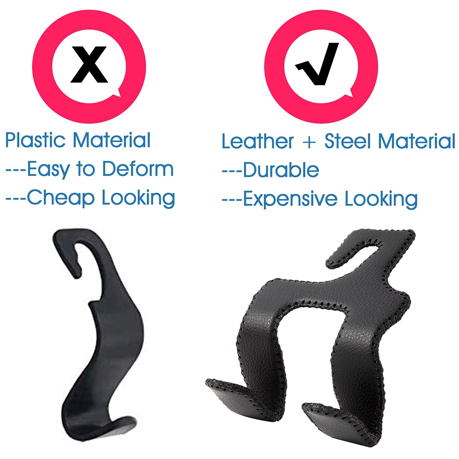 Amvoyoa ?2021 Upgraded? Car Purse Hook, 2 In 1 Car Seat Headrest Hooks Durable Hanger Storage Holder Leather Organizer For Hangi