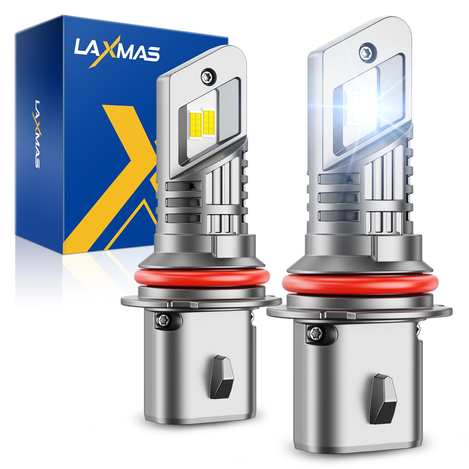 Laxmas 32000Lm 9007 Bulbs, 6500K Cool White 9007 Fog Lights With 15000Rpm Cooling Fan, Wireless, Ip67 Waterproof, Plug-N-Play, P