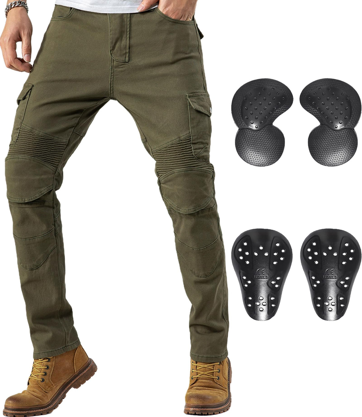 Ctbqitom Motorcycle Pants For Men Motocross Riding Pants Motorbike Riding Denim Jeans Adventure Trousers With Ce Armor Pads,Army