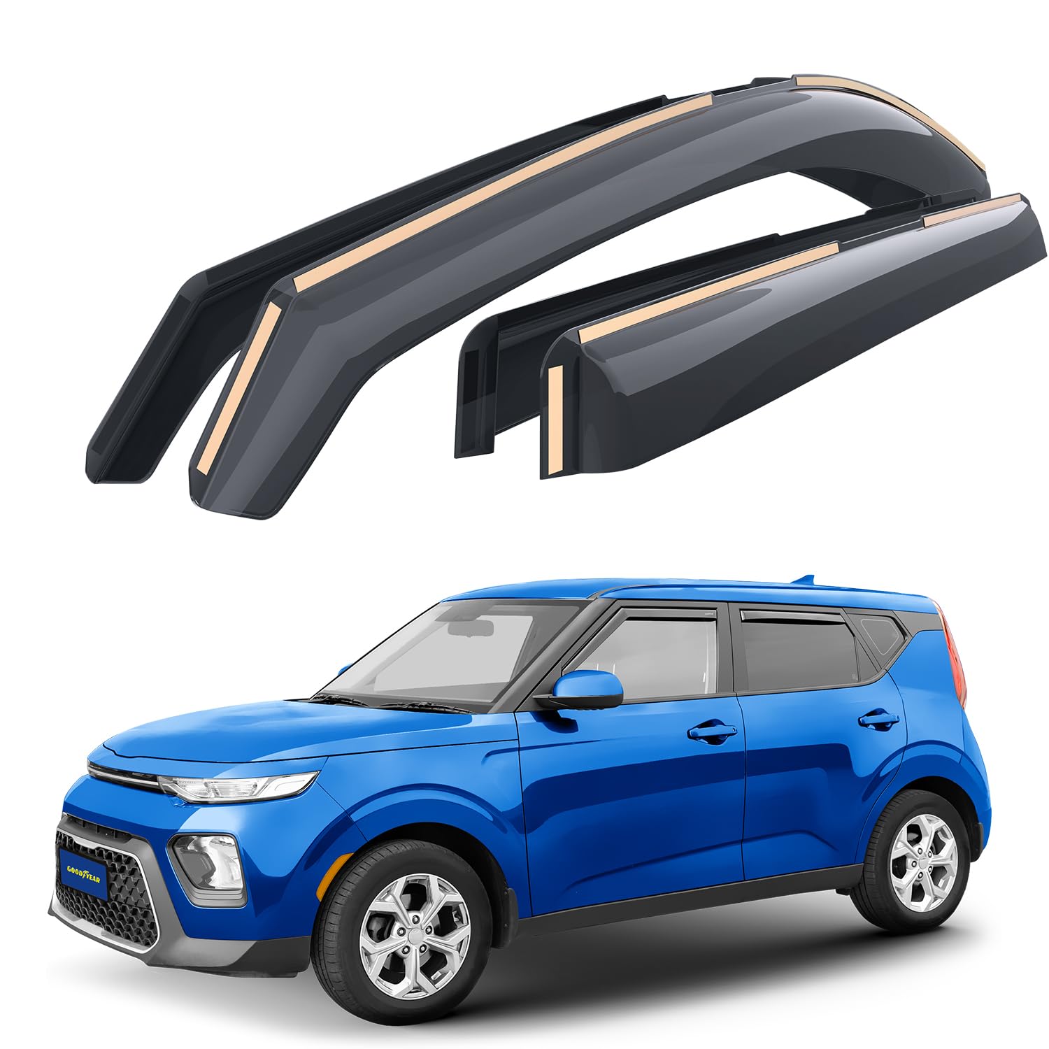Goodyear Shatterproof In-Channel Window Deflectors For Kia Soul 2020-2025, Rain Guards, Window Visors For Cars, Vent Deflector,