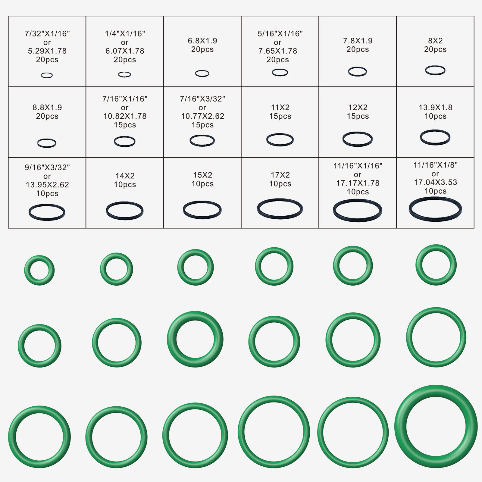 AUTOUTLET 270PCS O Rings Kit 18 Sizes Car Air Conditioning O-Ring Assortment Set with Valve Core Removal Tool for Door, Window,
