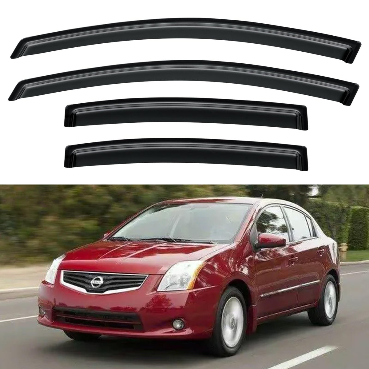 Window Visors Rain Guards Shield for 2007-2012 Nissan Sentra, Out-Channel Window Vent Wind Deflectors Visors Shades for 07-12 Ni