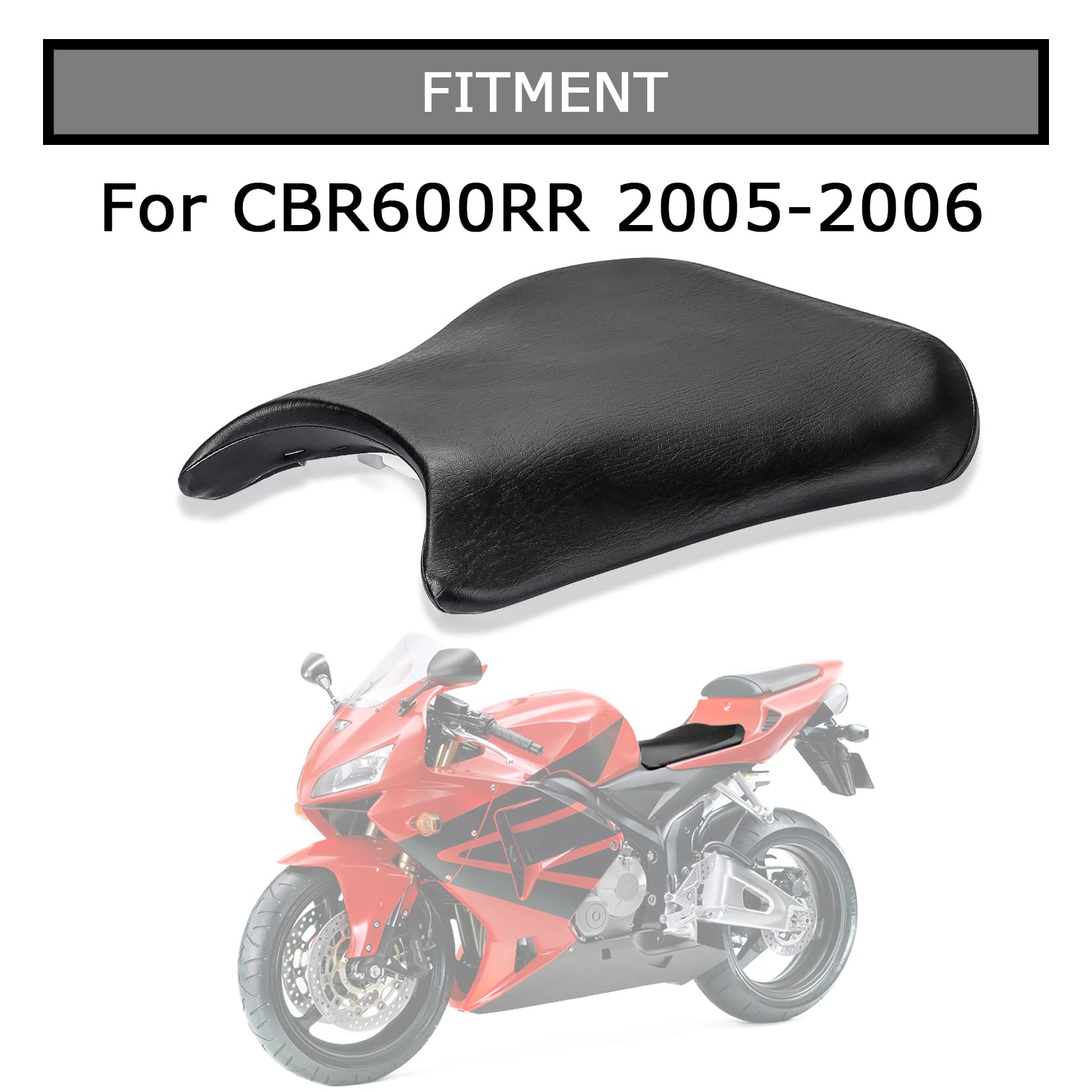 PSLER Front Rider Driver Seat Pillion Cushion for CBR600RR 2005-2006 (Black)