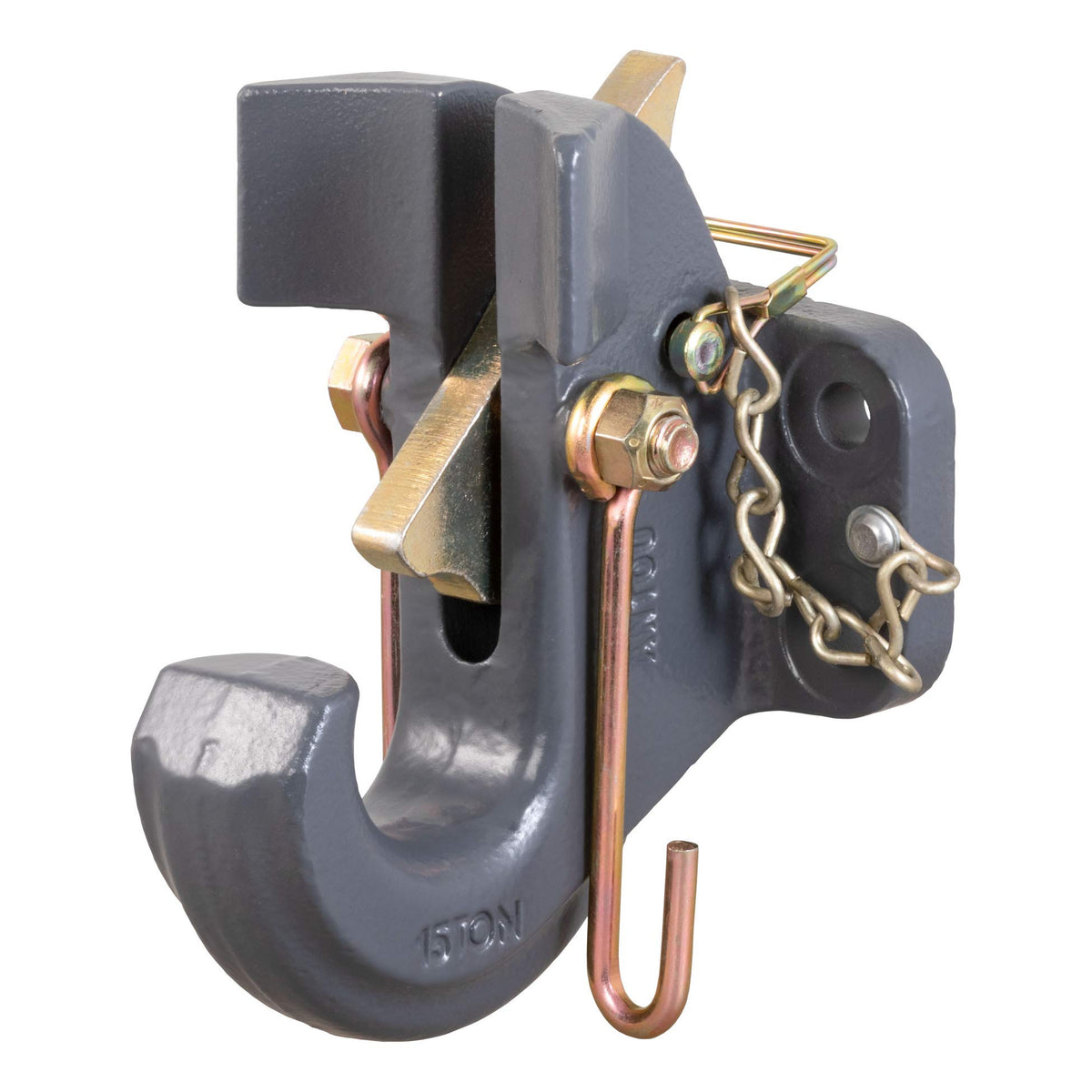 CURT 48505 SecureLatch Pintle Hook, 30,000 Pounds, Mount Required, BATTLESHIP GREY FINISH