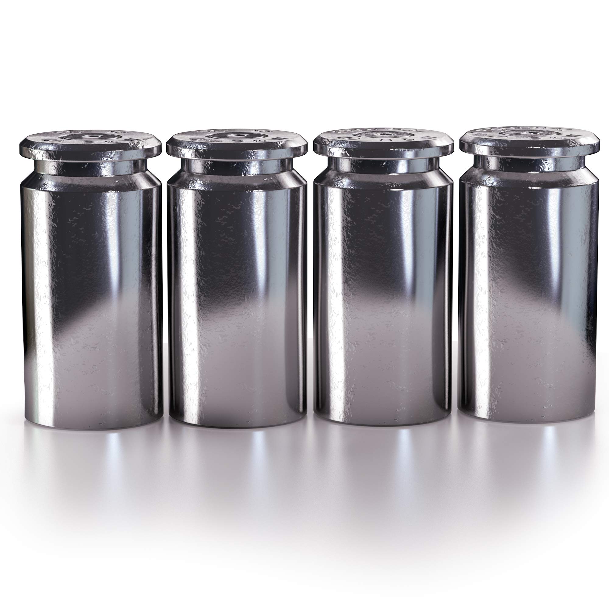 Old Southern Brass .40 Caliber Casing Tire Caps - Tactical Style Valve Stem Caps - Set of 4 - Made in USA - Nickel Finish