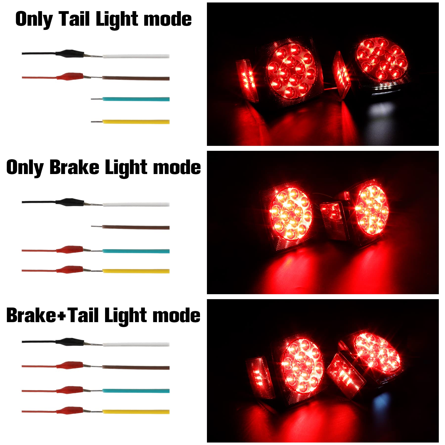 Ibrightstar Ip68 Waterproof Square Led Trailer Lights Kit - Utility Trailer Accessories With Brake Stop Tail Running License Pla