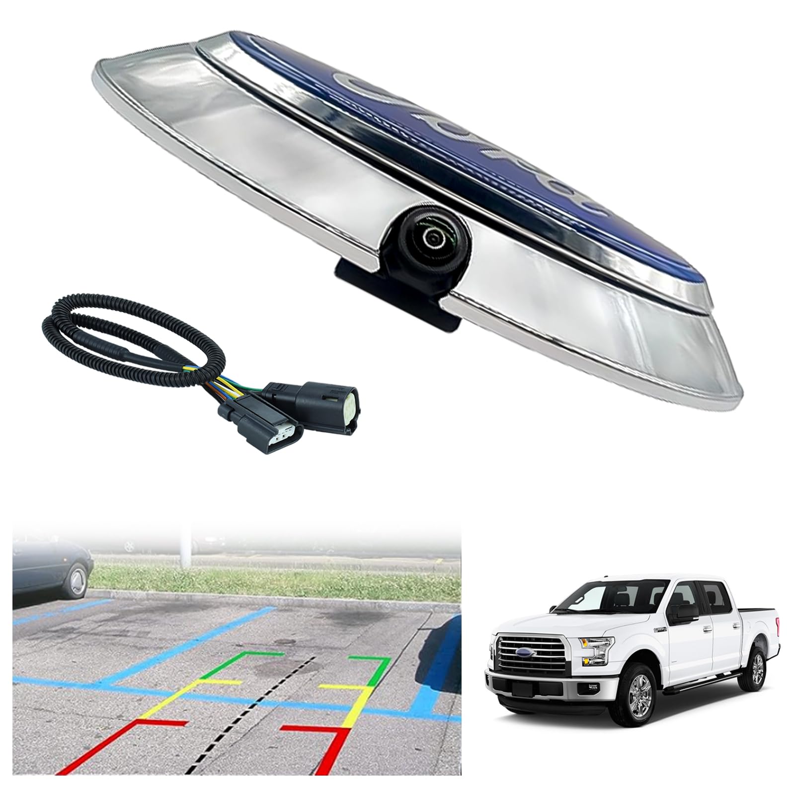 Taifam Ford Tailgate Emblem Backup Camera Rear View Backup Reverse Camera Compatible Ford F150 2011-2014 Reversing Parking Assis