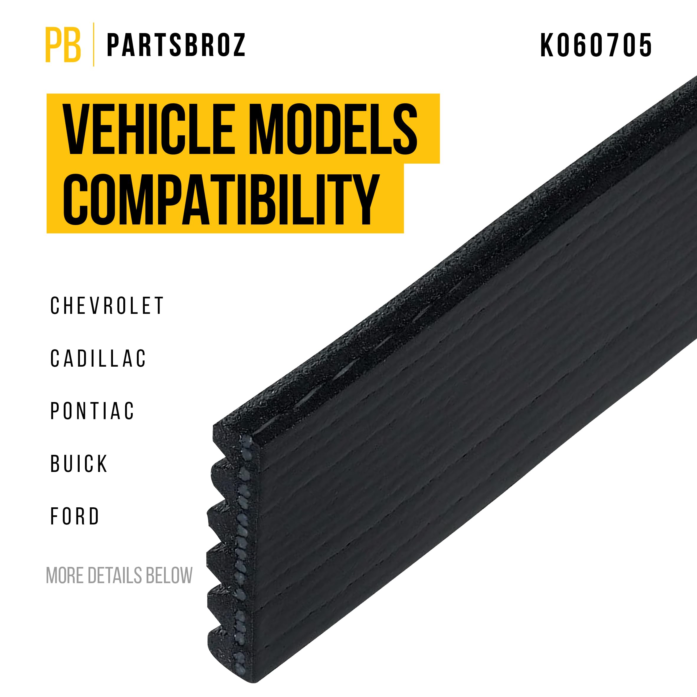 Partsbroz K060705 Micro-V Serpentine Drive Belt - Compatible With Gates Dayco Bando Acdelco Continental Masterpro Bmw - Replaces