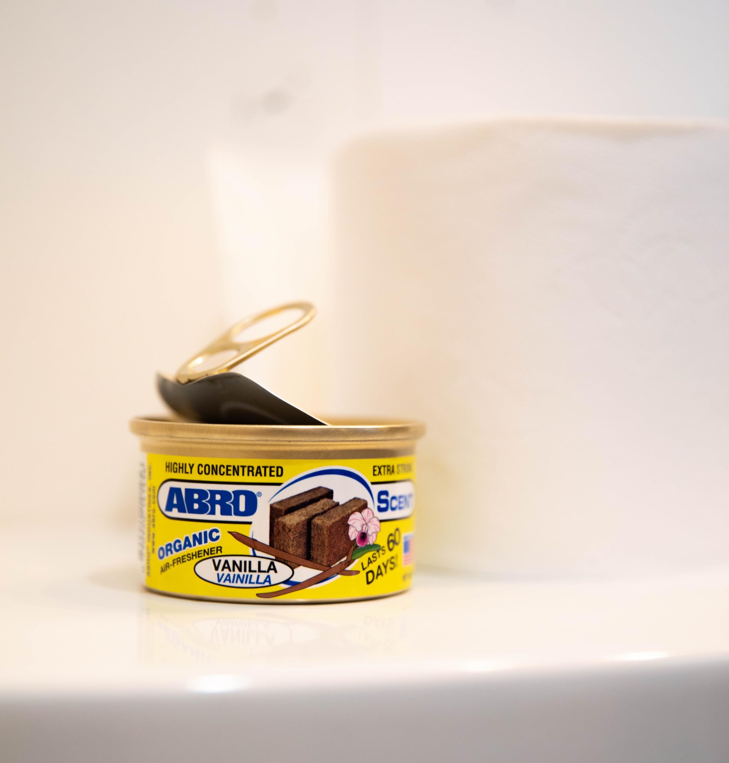Abro Car Air Freshener Cans: Spill Proof Air Fresheners For Home, Office, Or Car Accessories, Lasts Up To 60 Days - 3 Pack Vanil