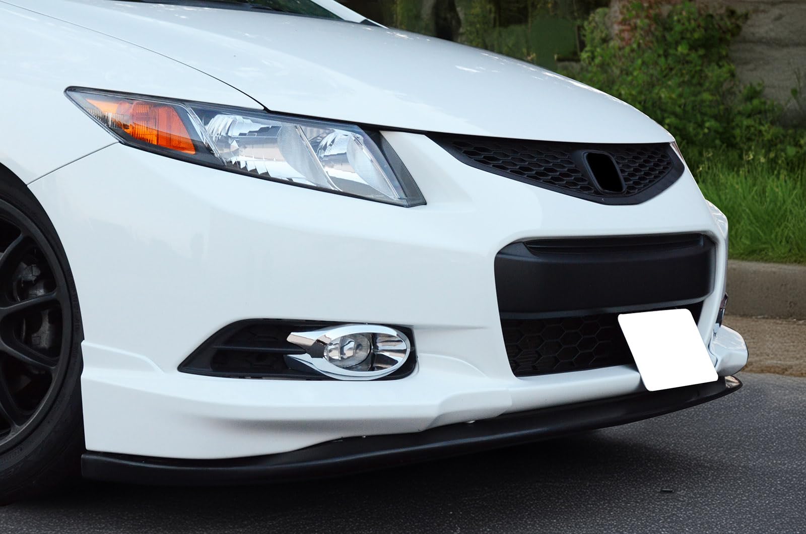 Front Bumper Lip Compatible with 2012-2013 Honda Civic, HF-P Style Black PU Front Lip Finisher Under Chin Spoiler Add On by IKON