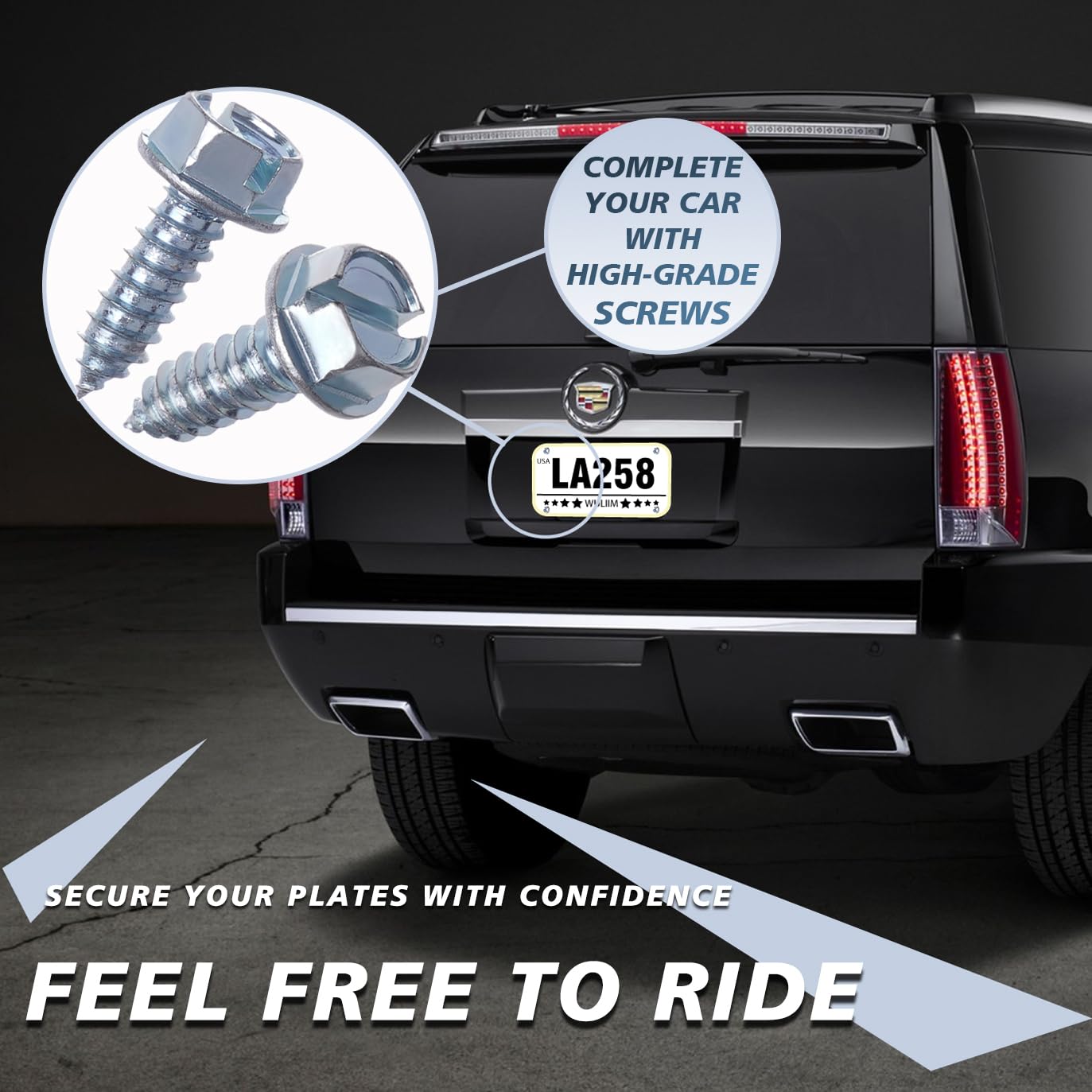 Chrome License Plate Screws Kit - 8 Pcs | Rustproof Fasteners For Front & Back License Plates, Covers And Frames On Domestic Car