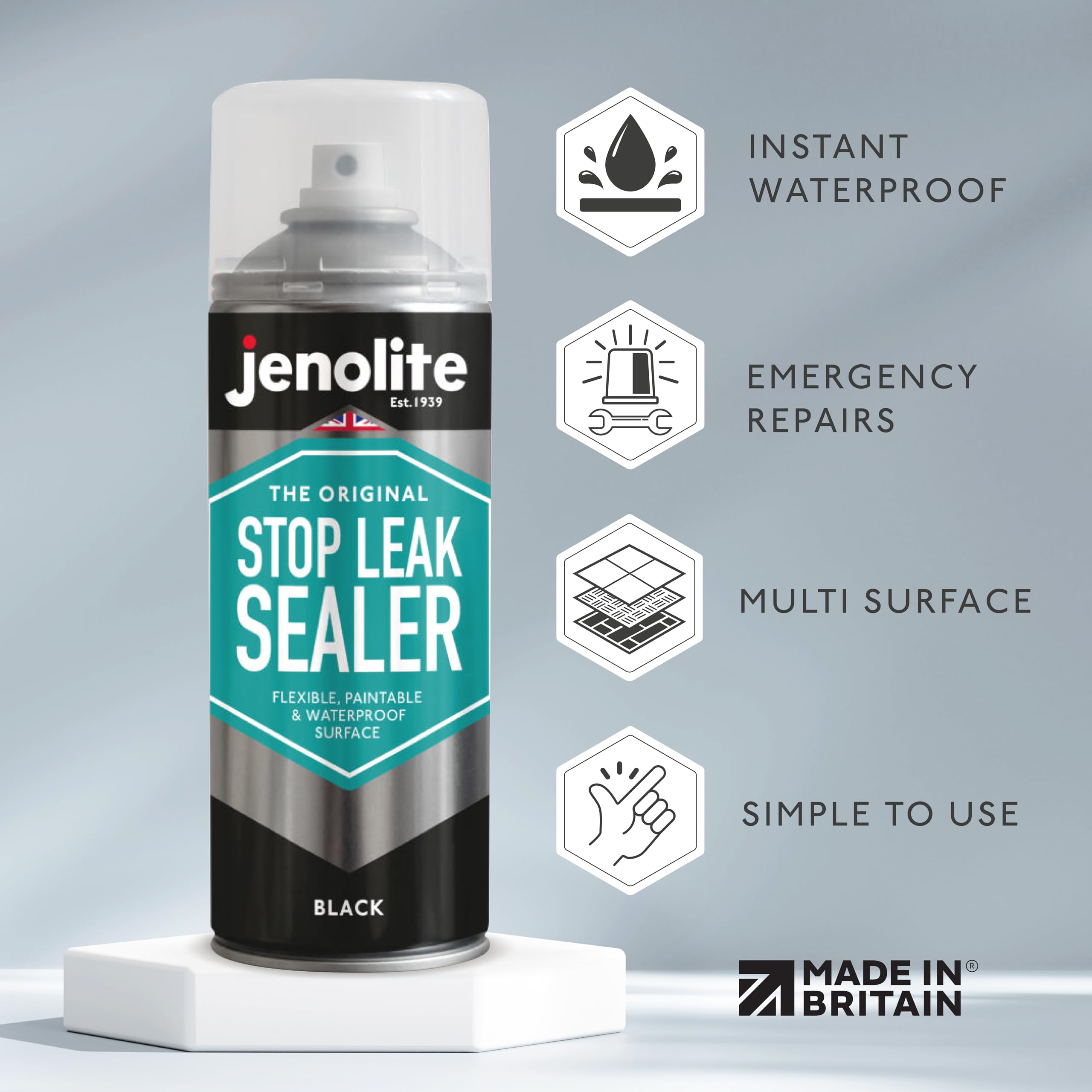 Jenolite Stop Leak Sealer Spray | Waterproof Sealant | Fills, Seals & Stops Leaks | Black | 400Ml (14 Ounces)