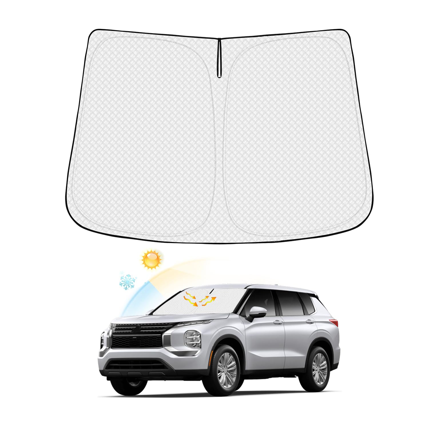 Canvcle Windshield Sun Shade For Mitsubishi Outlander 2022-2024 2025 (Not For Outlander Sport) Thicken 6-Layer Front Window Suns