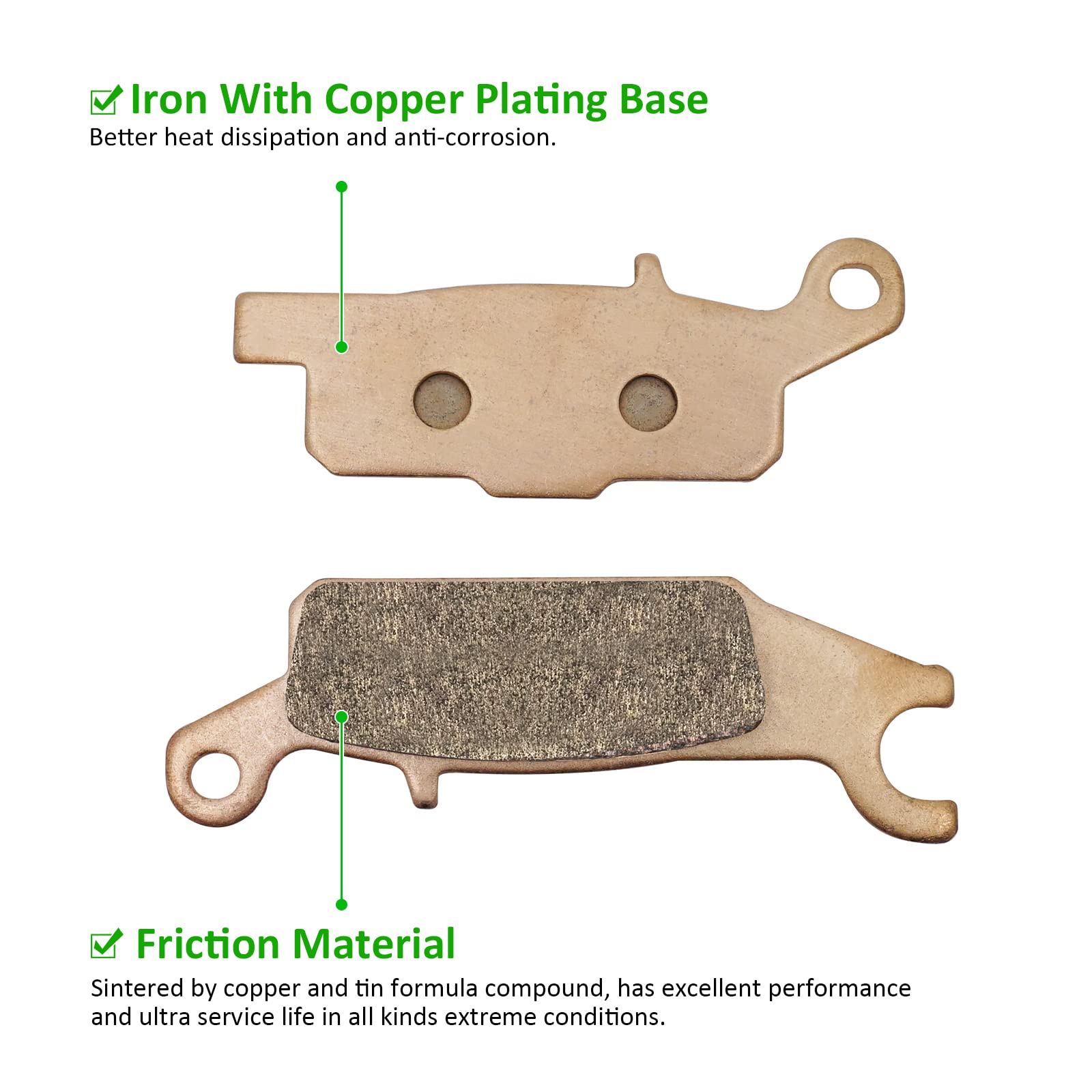 Front & Rear Brake Pads Sintered for Yamaha Grizzly 550 Grizzly 700 YFM550 YFM700, OEM# 3B4-W0045-00-00 3B4-W0045-10-00