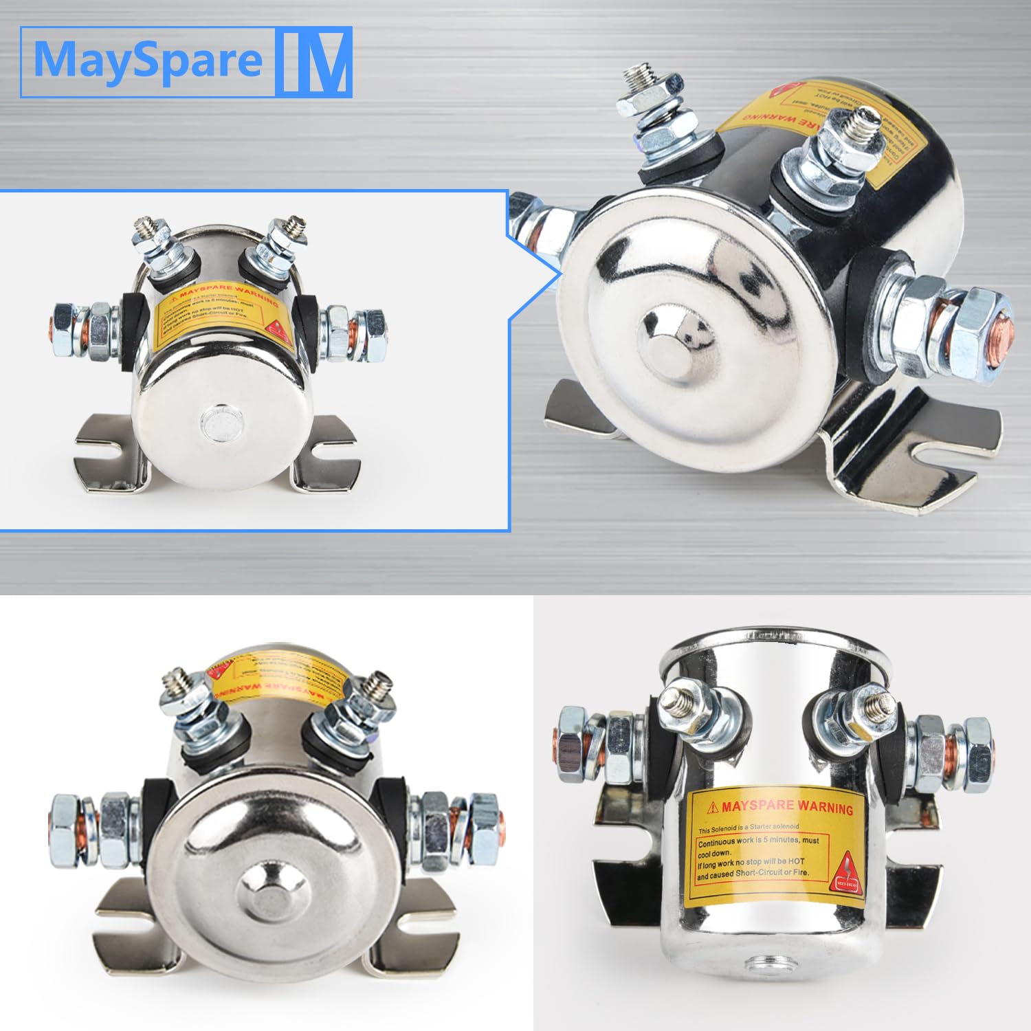 Max 300A Heavy Duty Solenoid Relay Nickel-Plating For Golf Carts, Winch, Marine In Rush 12Vdc