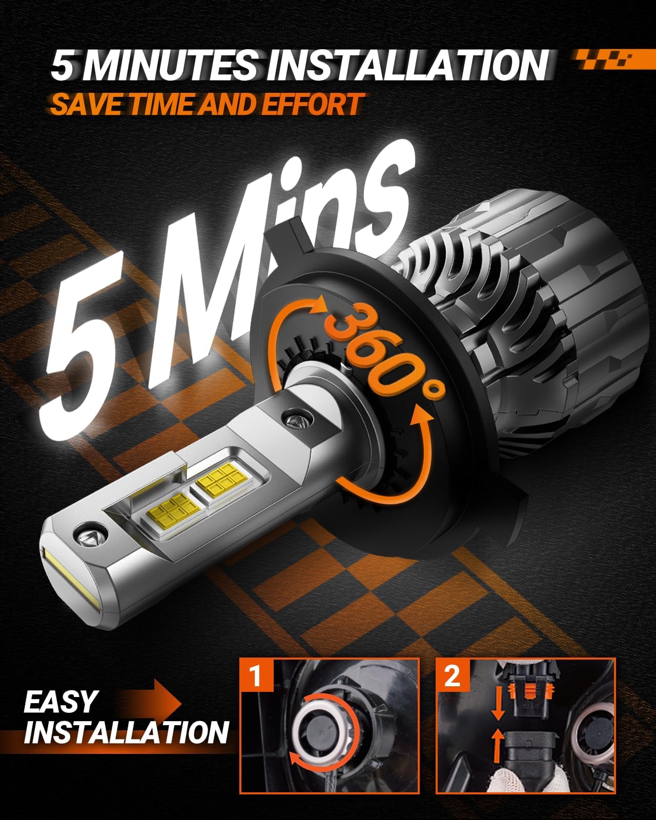 Sealight H4/9003/Hb2 Led Bulbs Hi/Low Beam, 36000Lm Ultra-Bright, 6500K Xeon White, 60000Hrs Long Life With Cooling Fan, H4 Dual