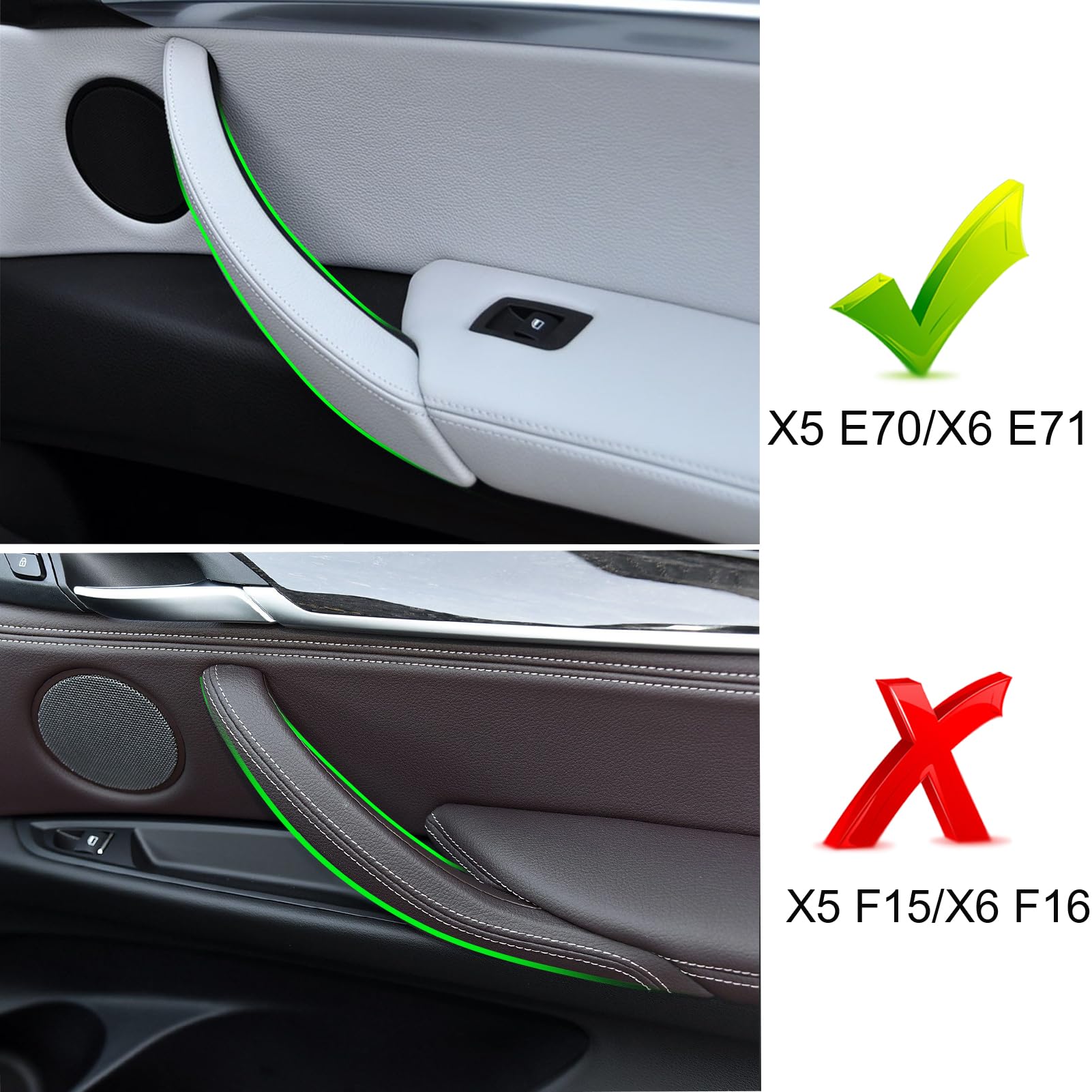 Jaronx For Bmw X5 X6 Door Pull Handle, Inner Door Trim Grab Cover Passenger Side Right Front/Right Rear Door Armrest Bracket (Fi