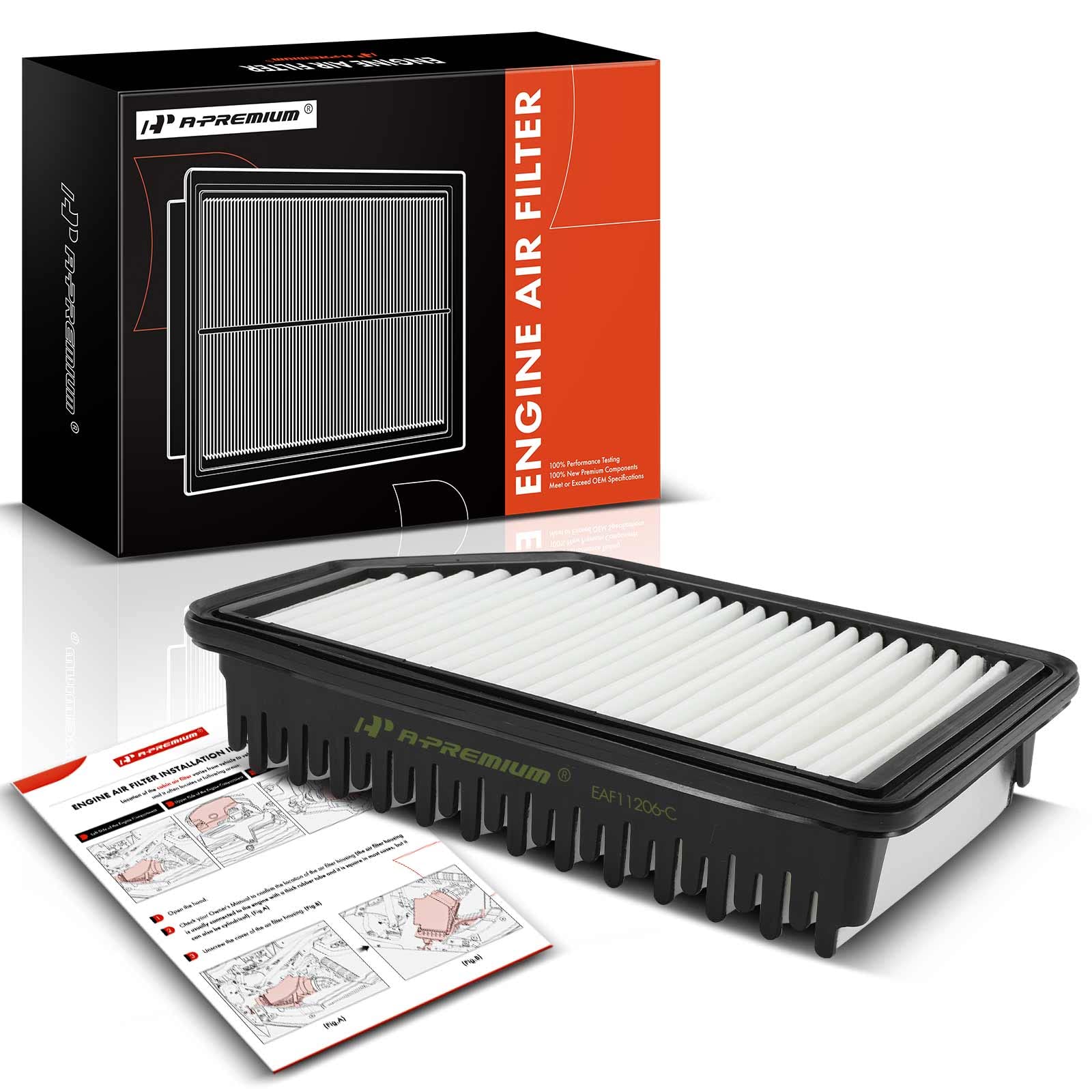 A-Premium Engine Air Filter Compatible With Hyundai Accent 2012-2017, Compatible With Veloster 2012-2017 & Kia Rio 2012-2017, Soul 2012-2019, Rigid Panel, Replace# 281131R100