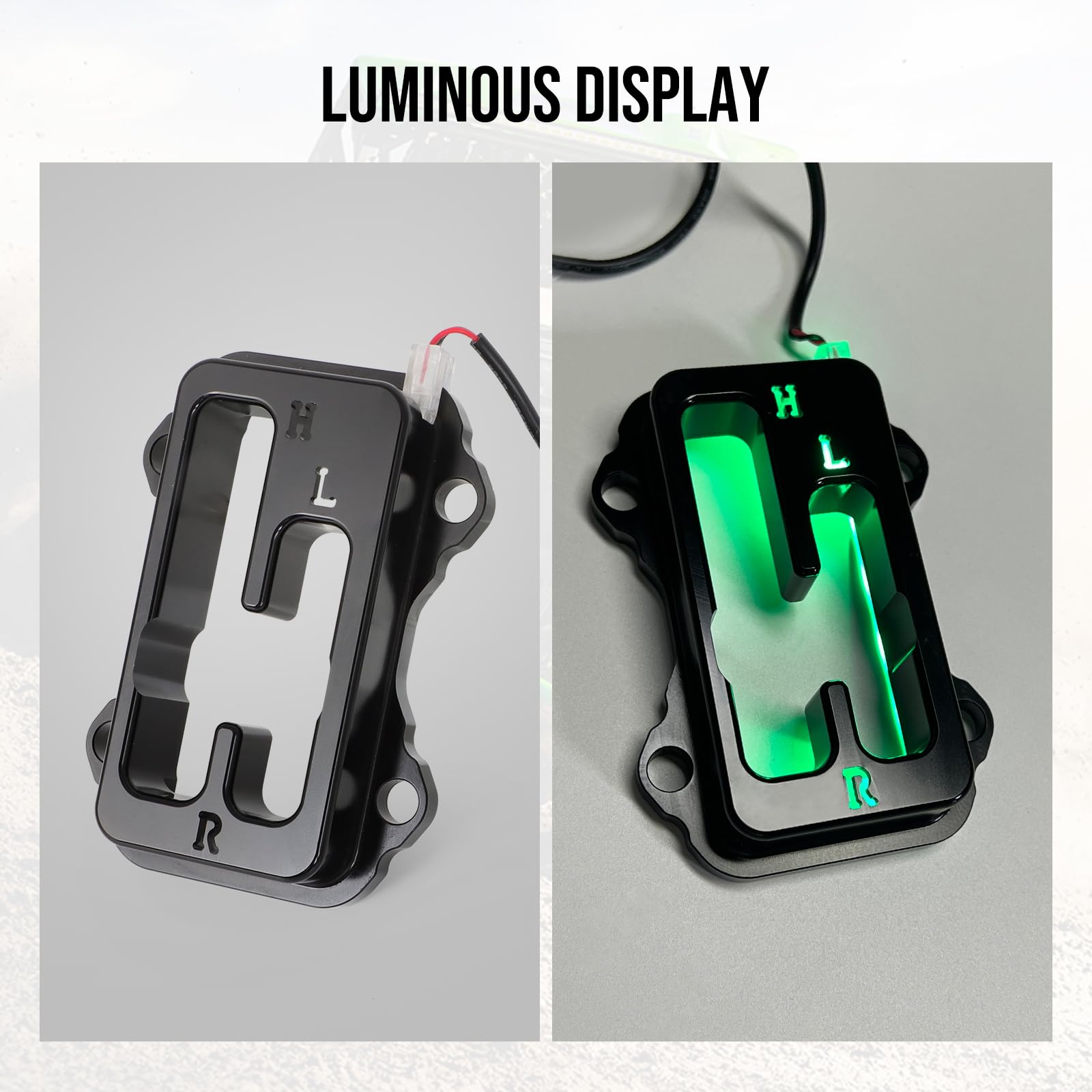 Motoparty Shifter Gate For Kawasaki Krx 1000/Krx 1000 4, Black Anodized Shift Gate With Green Led Backlighting Illuminated, Upgr