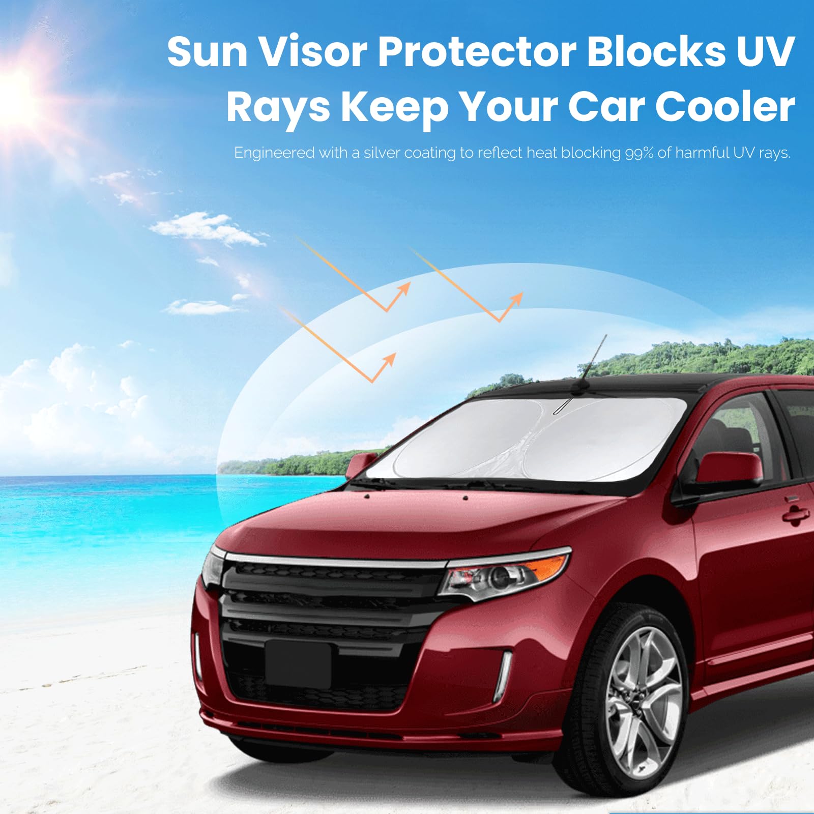 Sunshade For Edge Windshield Sun Shade For 2014 2013-2007 Ford Edge Suv Accessories Foldable Custom-Fit Front Window Shield Wind